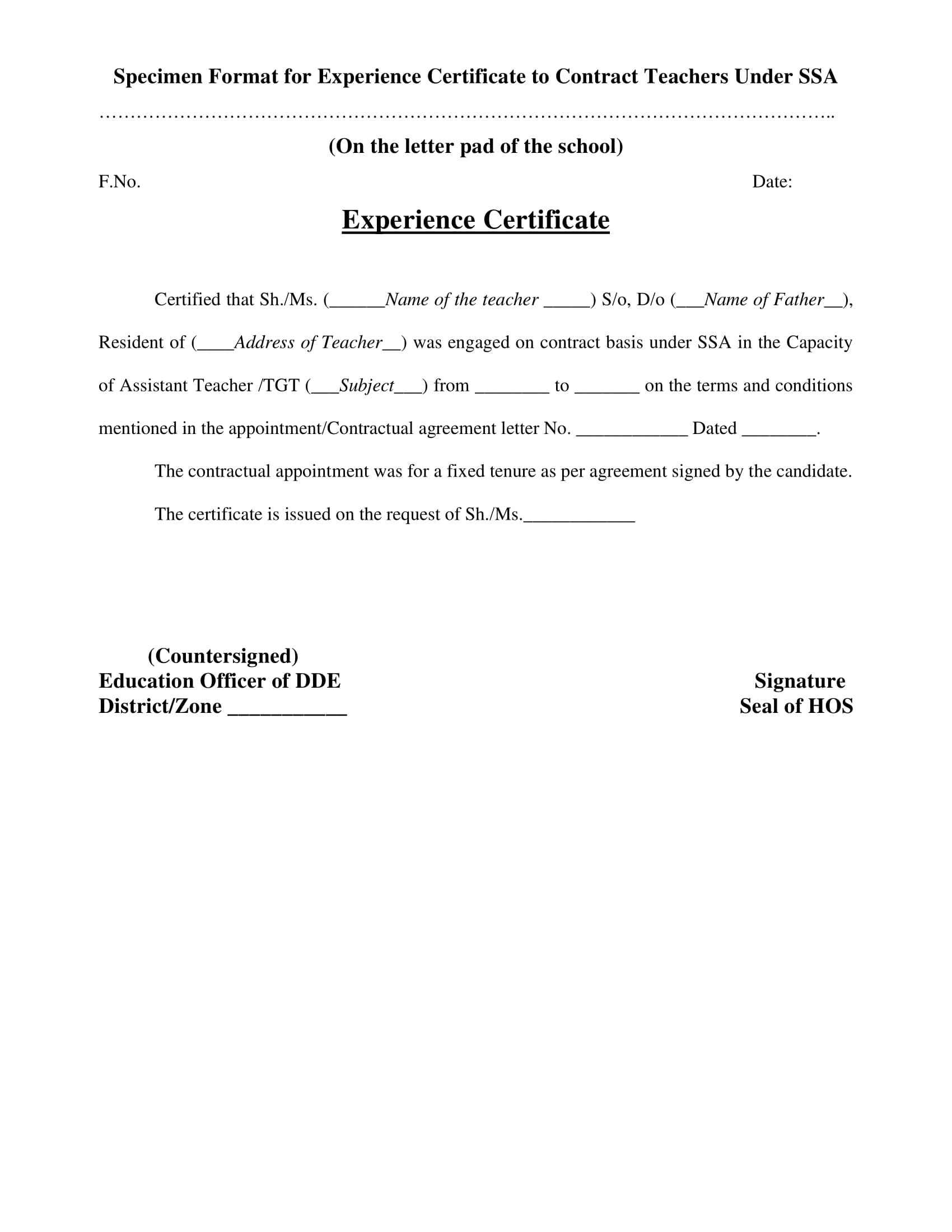 Experience Letter Templates Experience Letter Templates