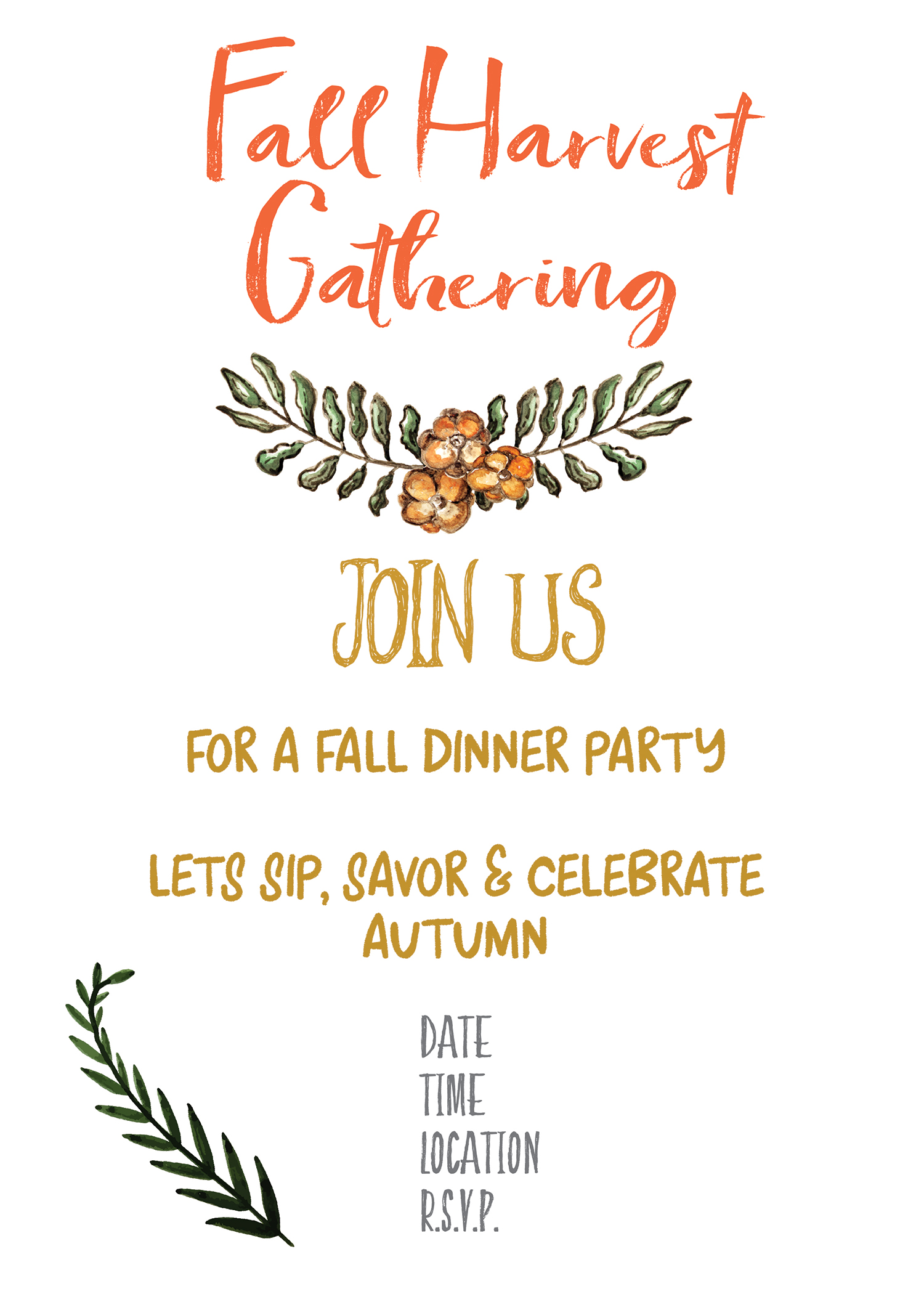 Fall Harvest Party Invitation Printable