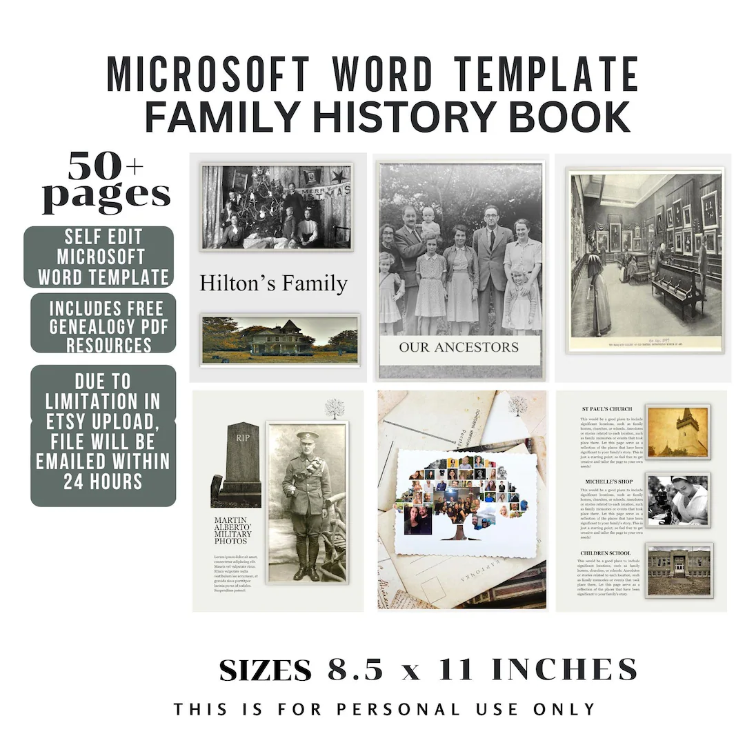 Family History Book Template Via