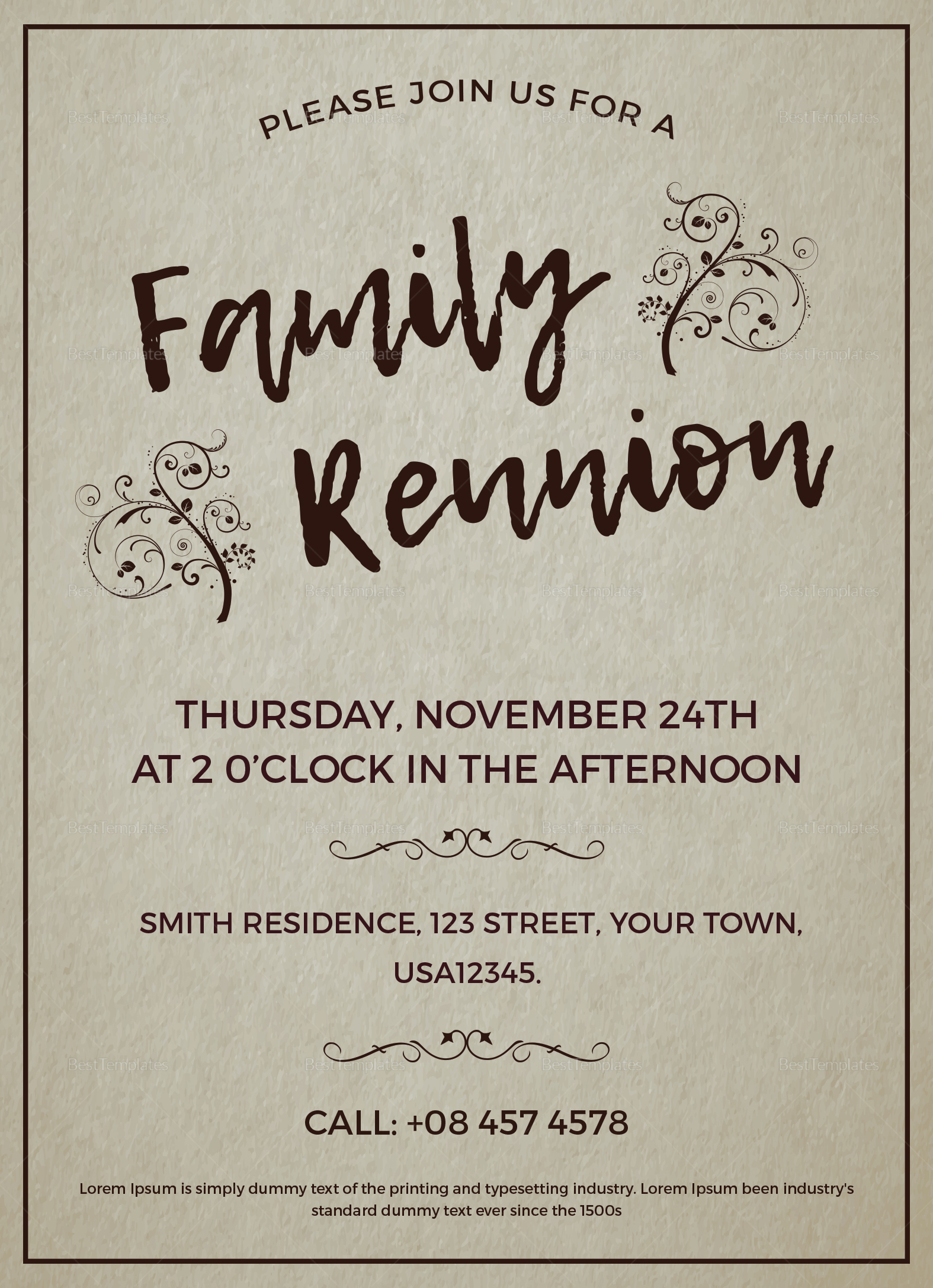 free printable family reunion invitation template