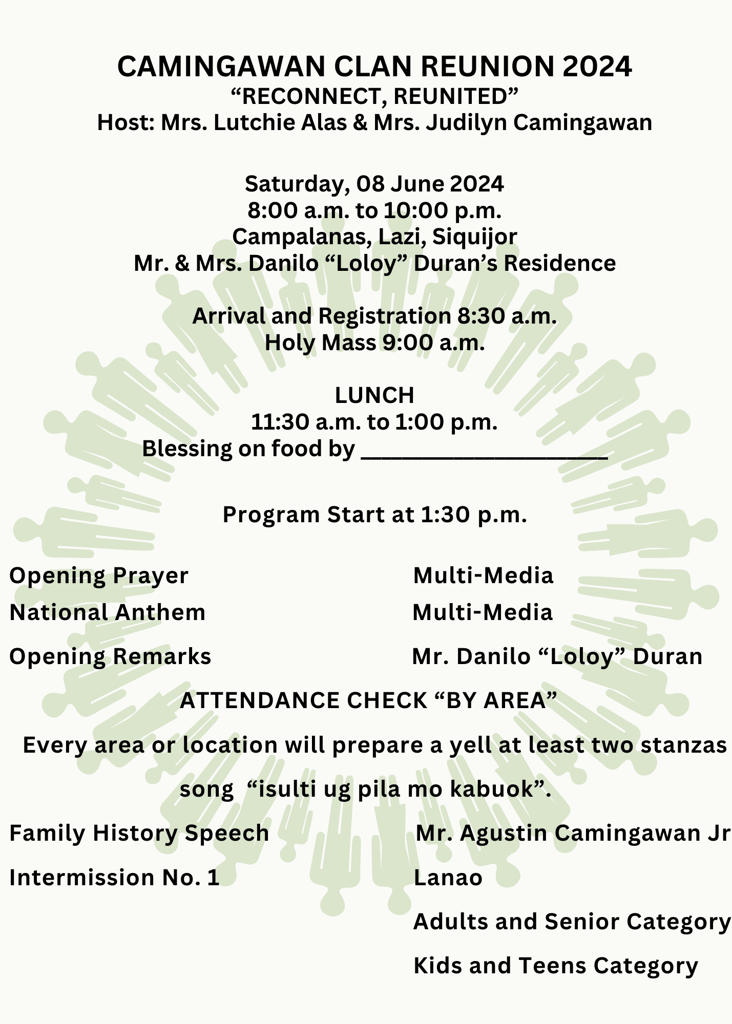 family reunion program sample templates