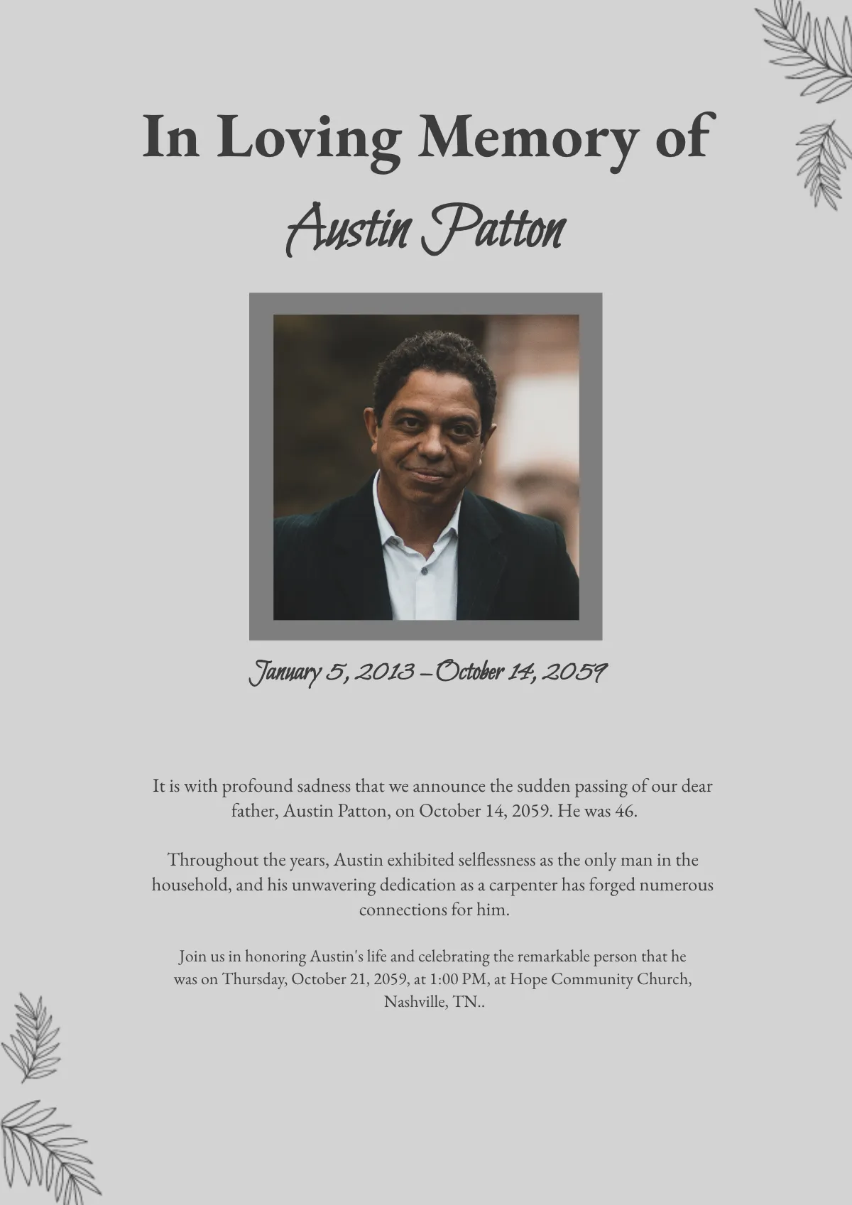 Father Sudden Death Obituary