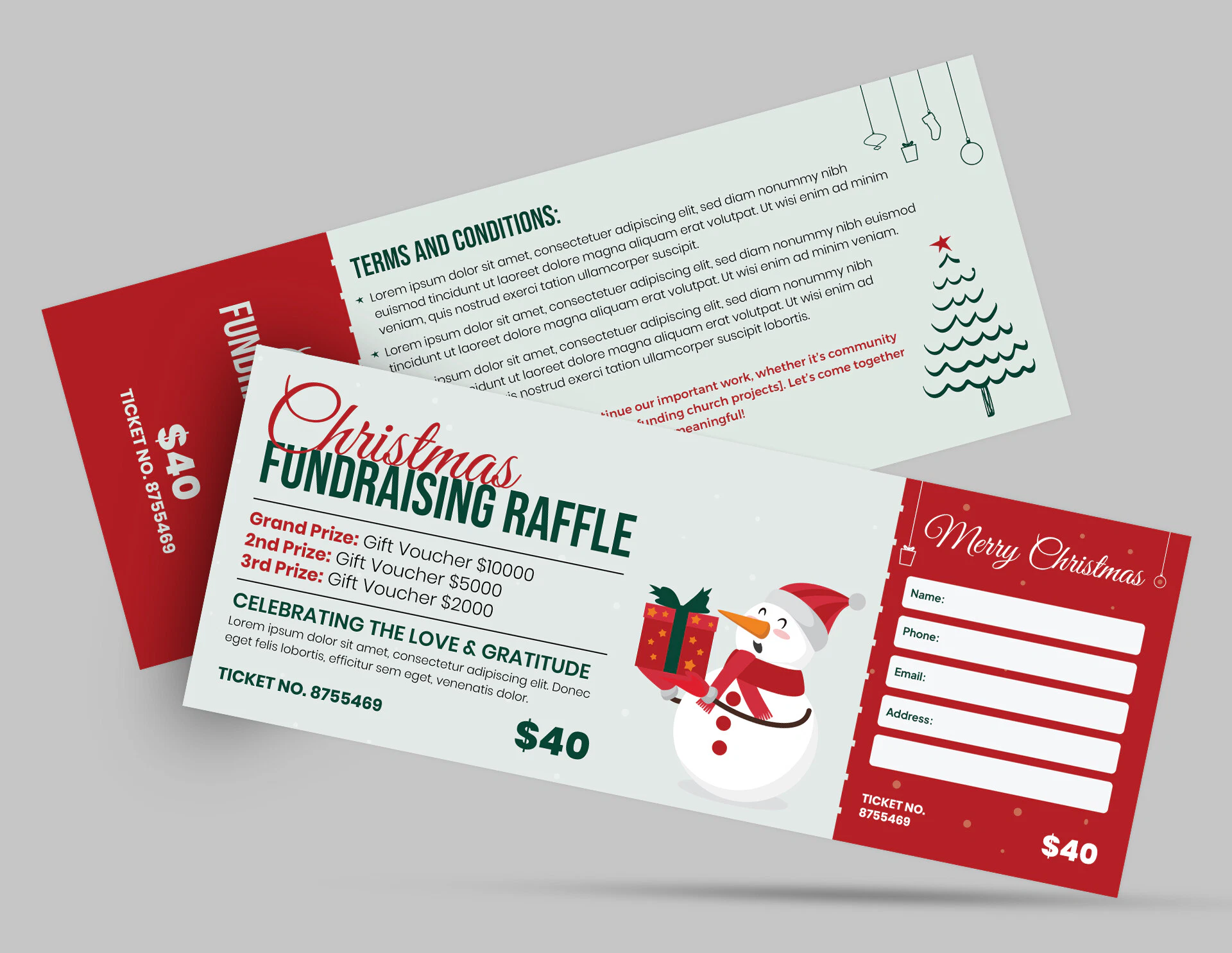christmas raffle tickets free template