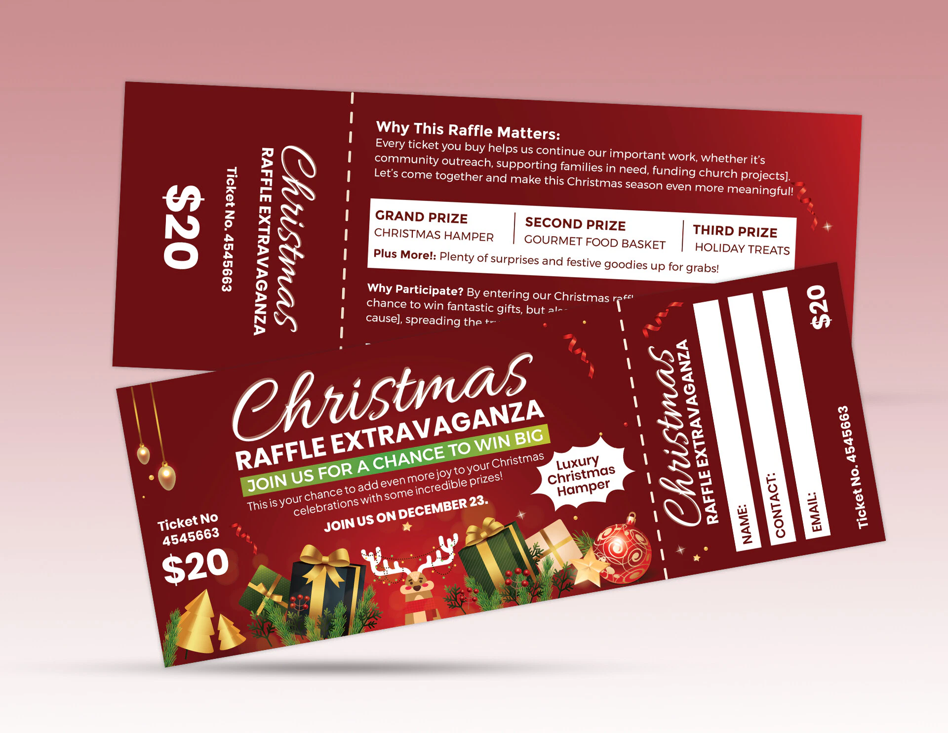 Festive Fortune Christmas Raffle Ticket Template