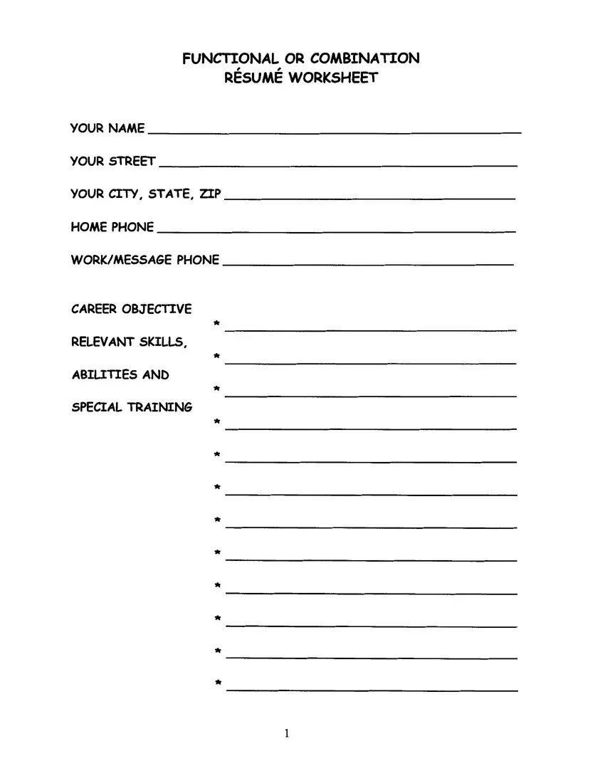 Fill In The Blank Resume Worksheet