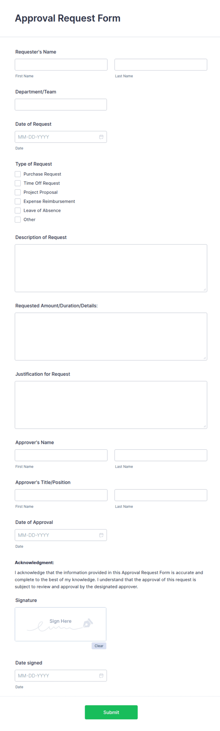 approval form sample templates approval form sample templates