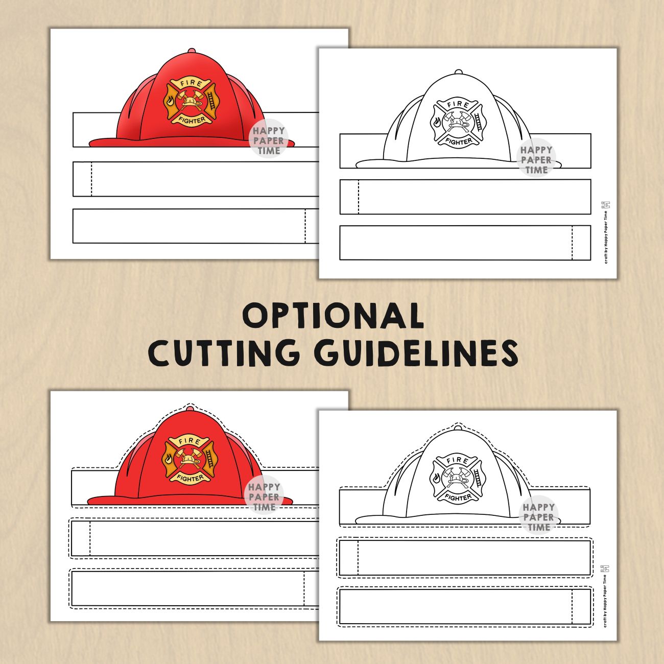 Firefighter Helmets Paper Crowns Printable Craft