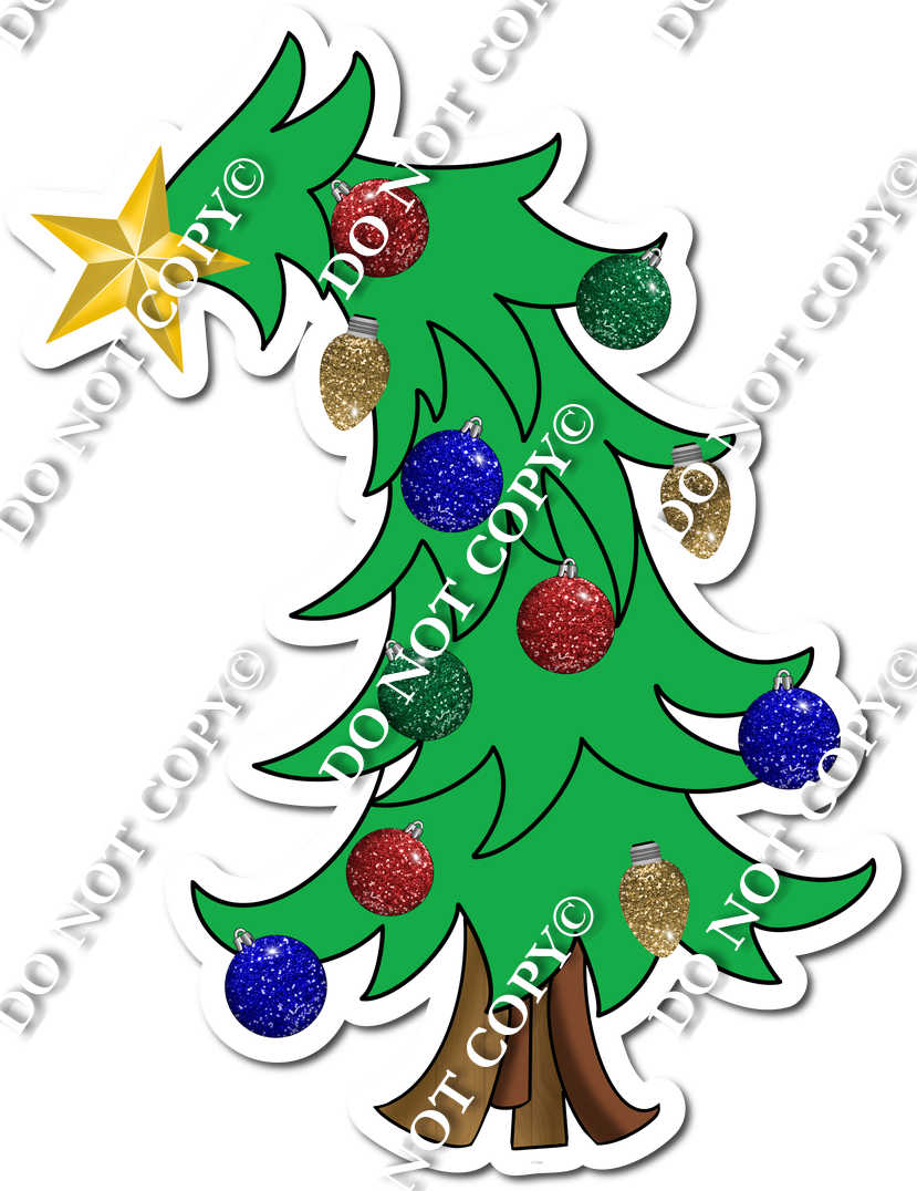 Flat Green Leaning Christmas Tree W Variants Flat Green Leaning Christmas Tree W Variants