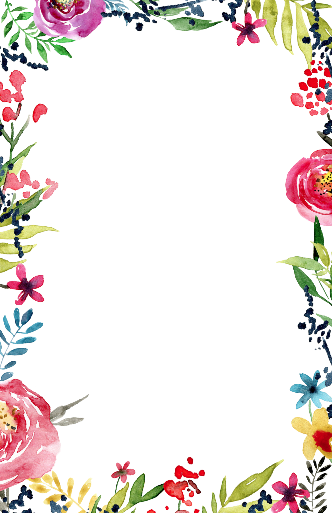 Floral Borders Invitations Free Printable Templates