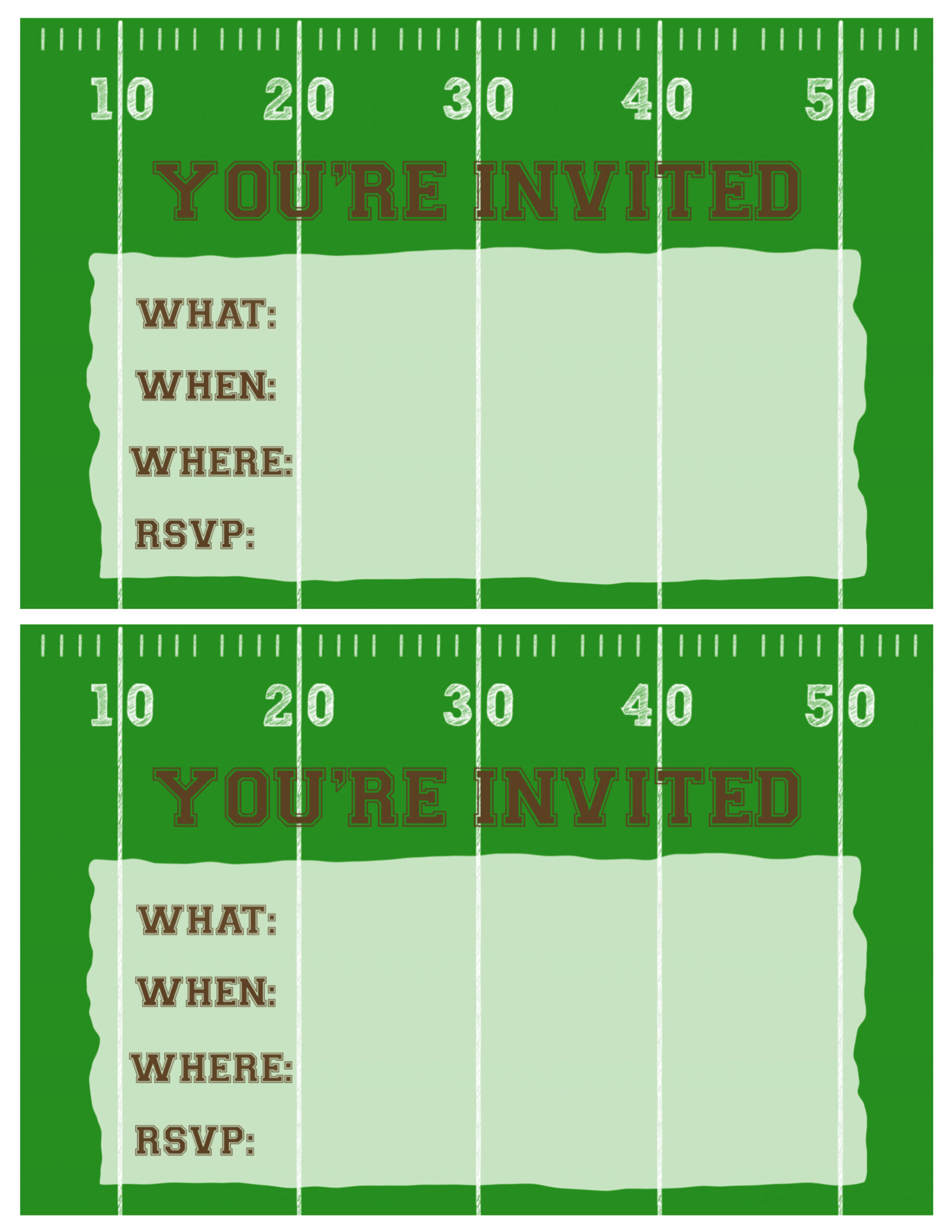 Football Party Invitation Template Free Printable