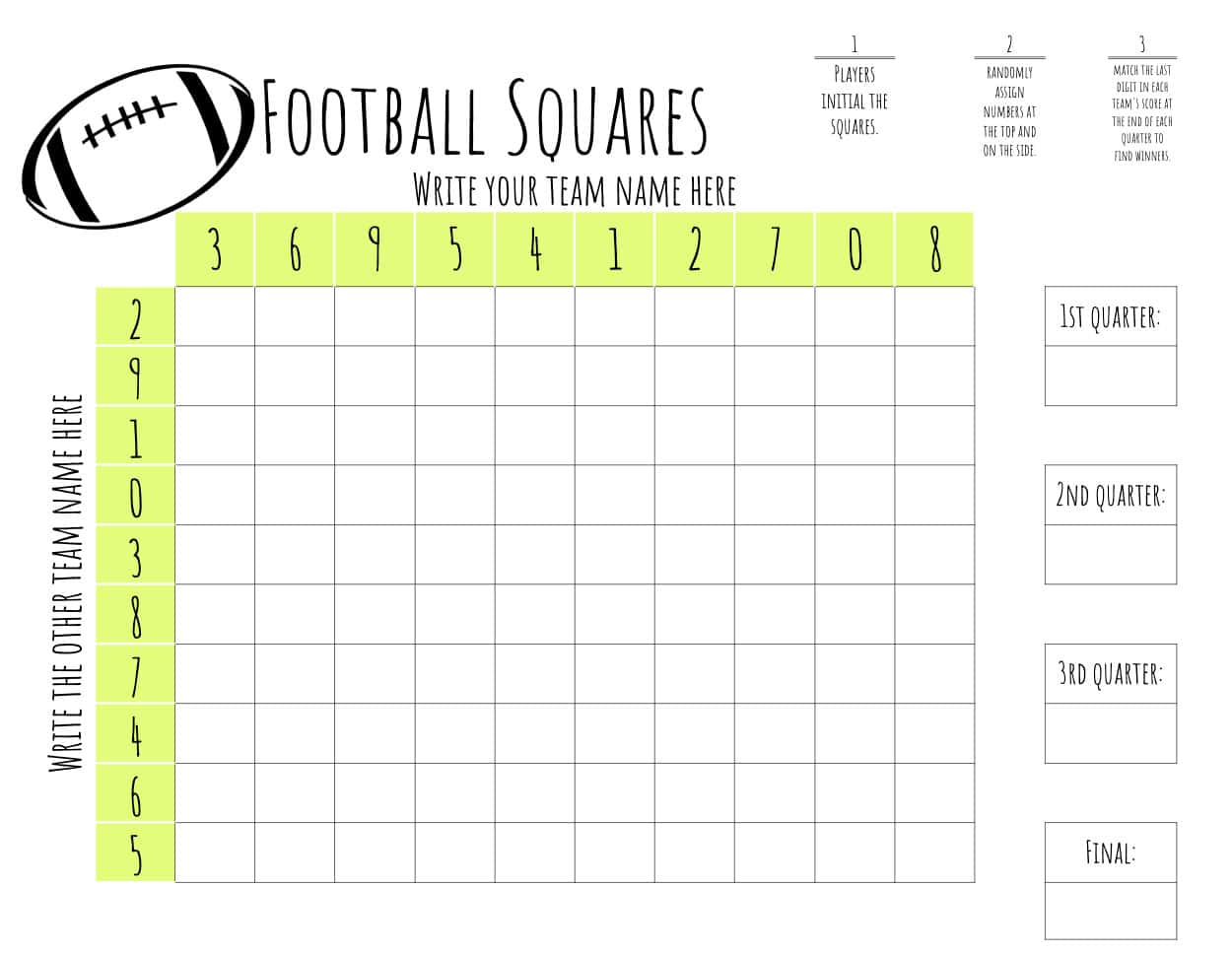 Football Squares Template