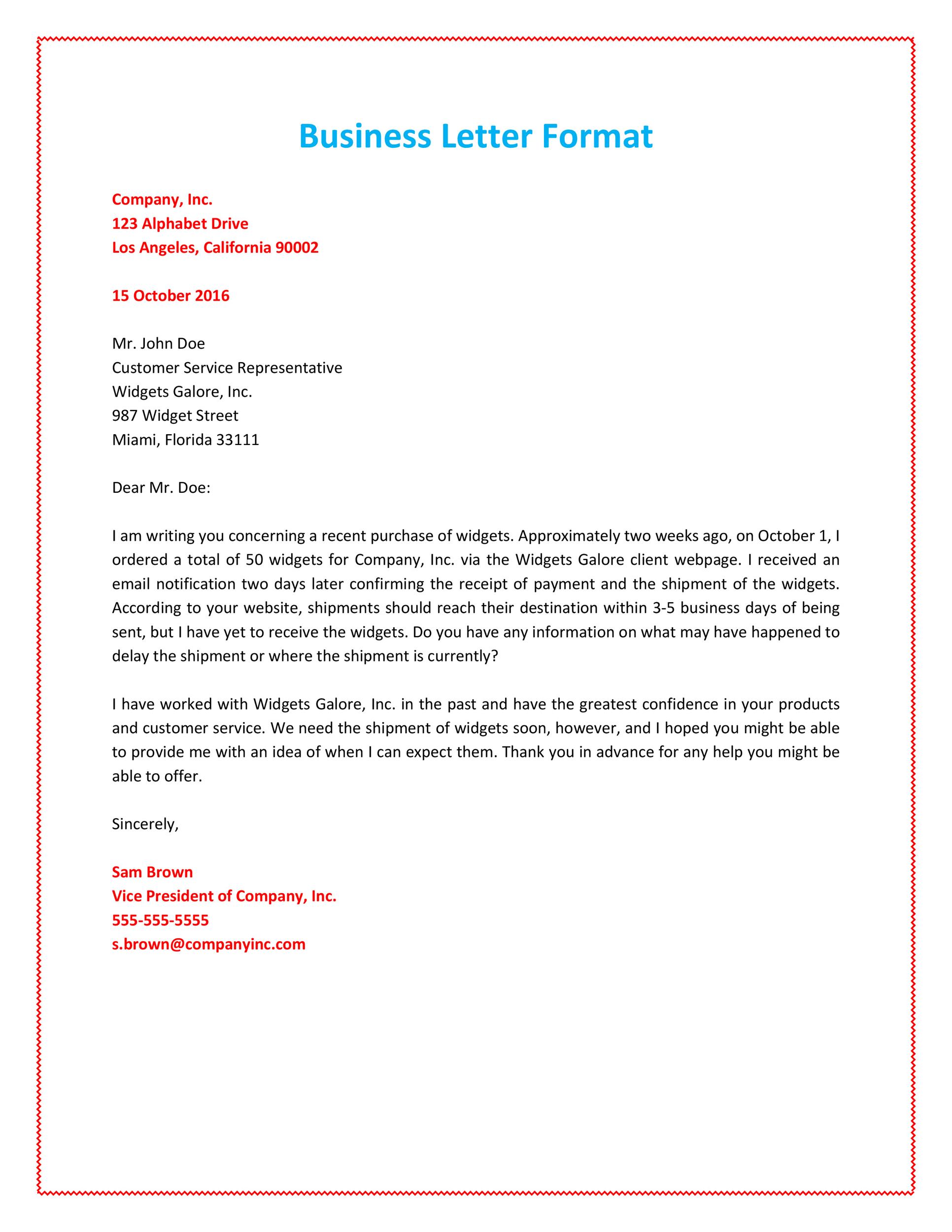 free printable business letter template free printable business letter template
