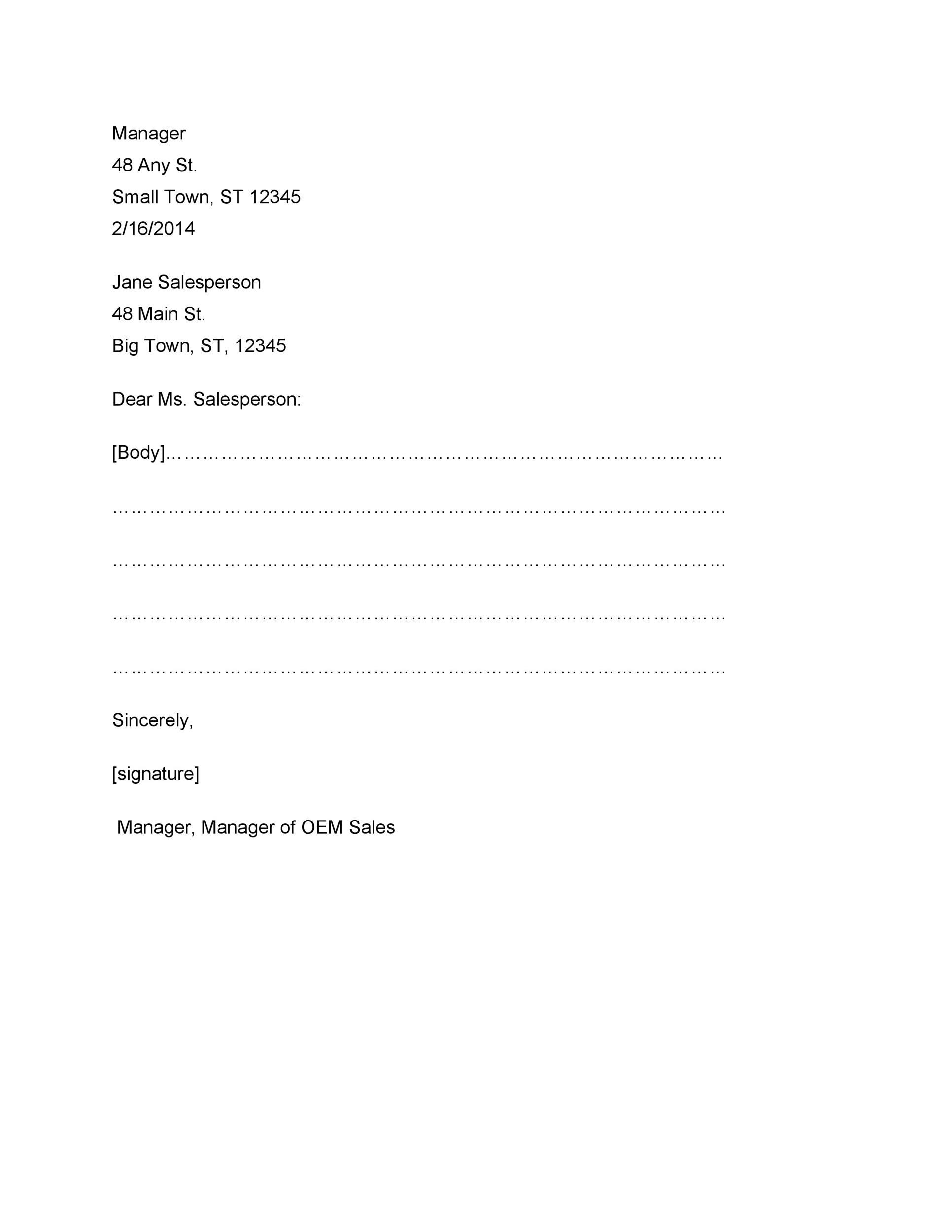 Formal Business Letter Format Formal Business Letter Format