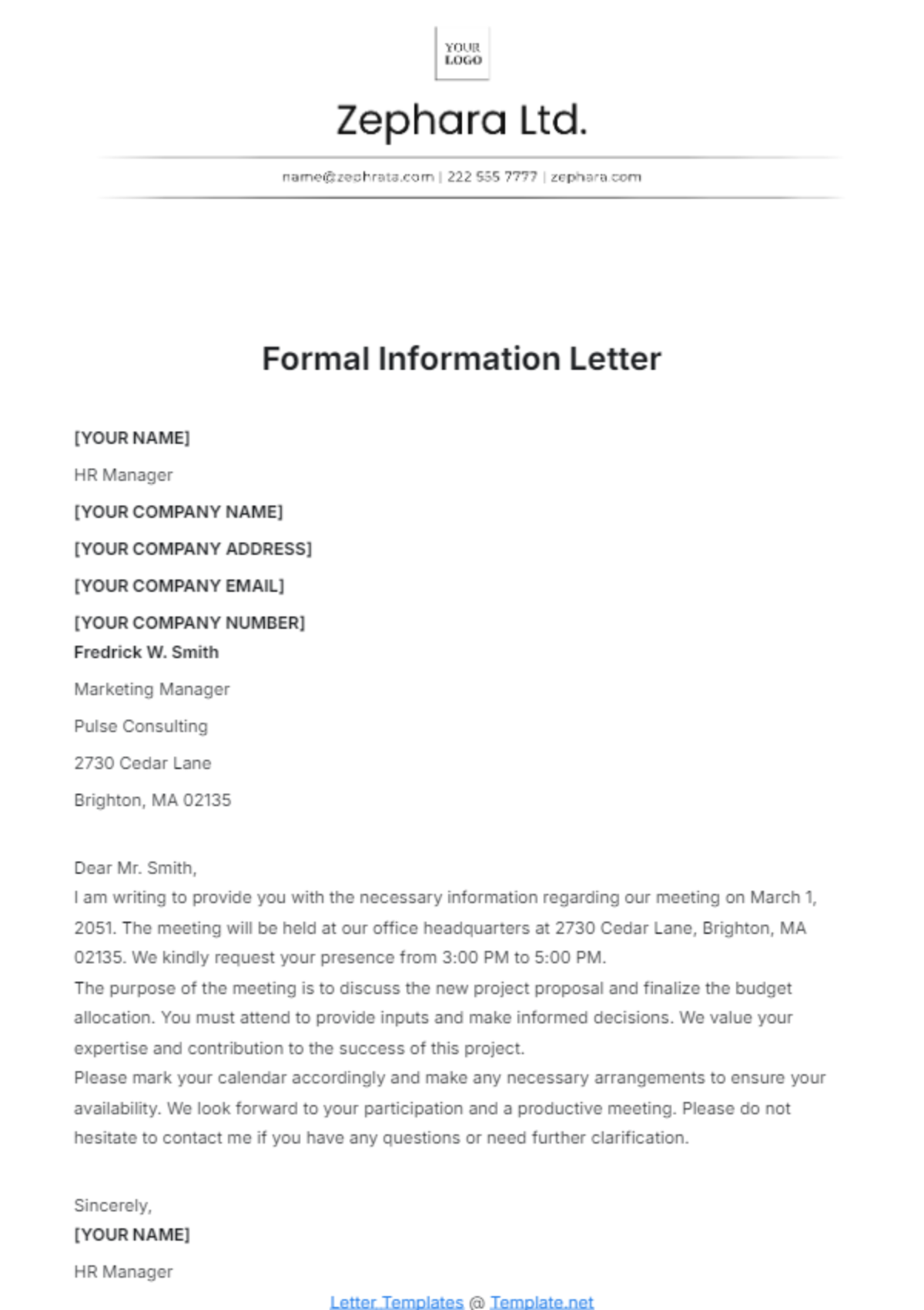 Formal Information Letter