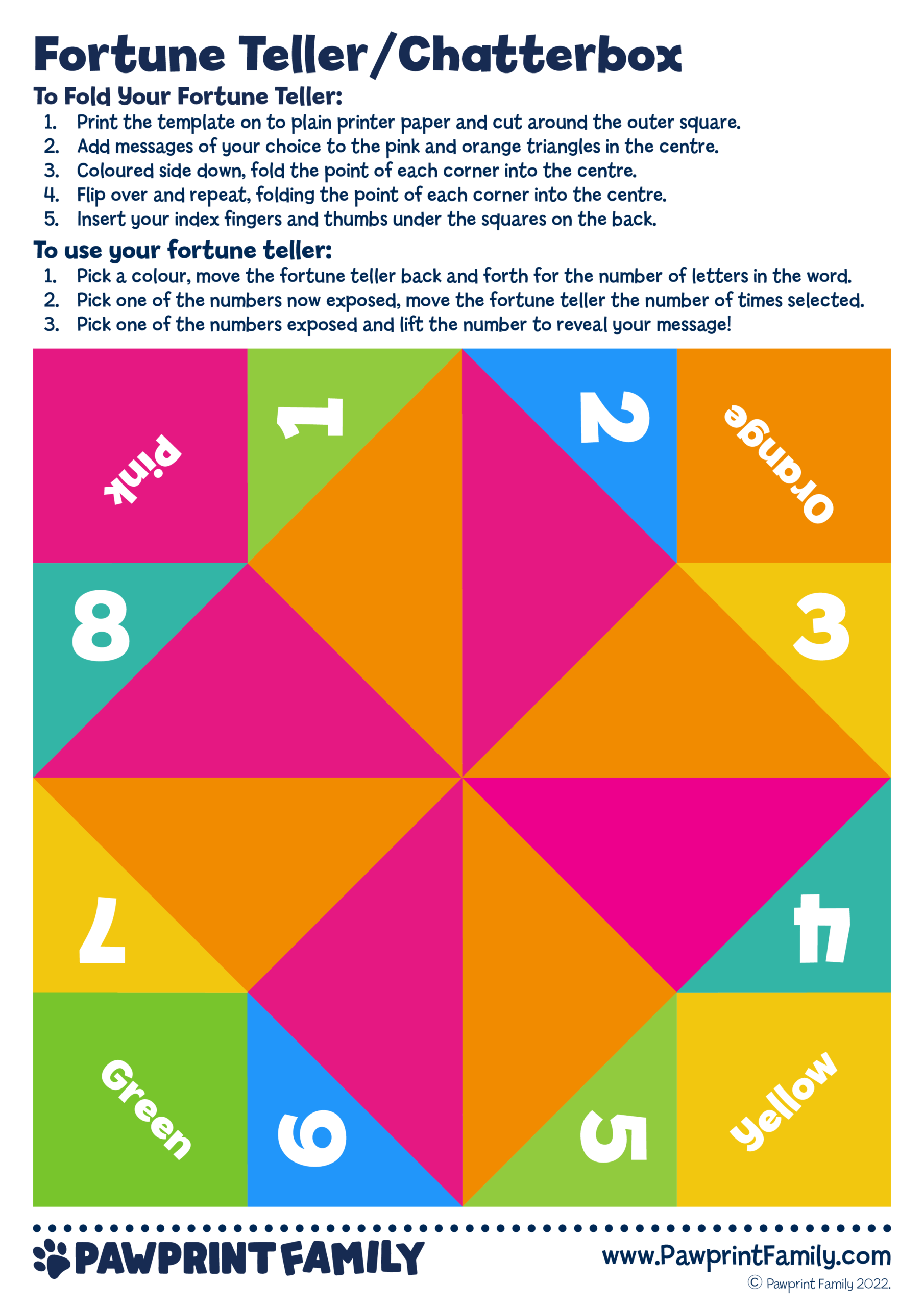 Fortune Teller Template