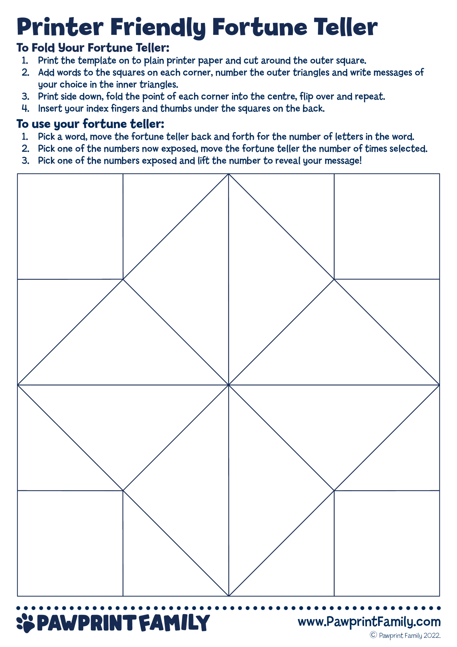 Fortune Teller Template