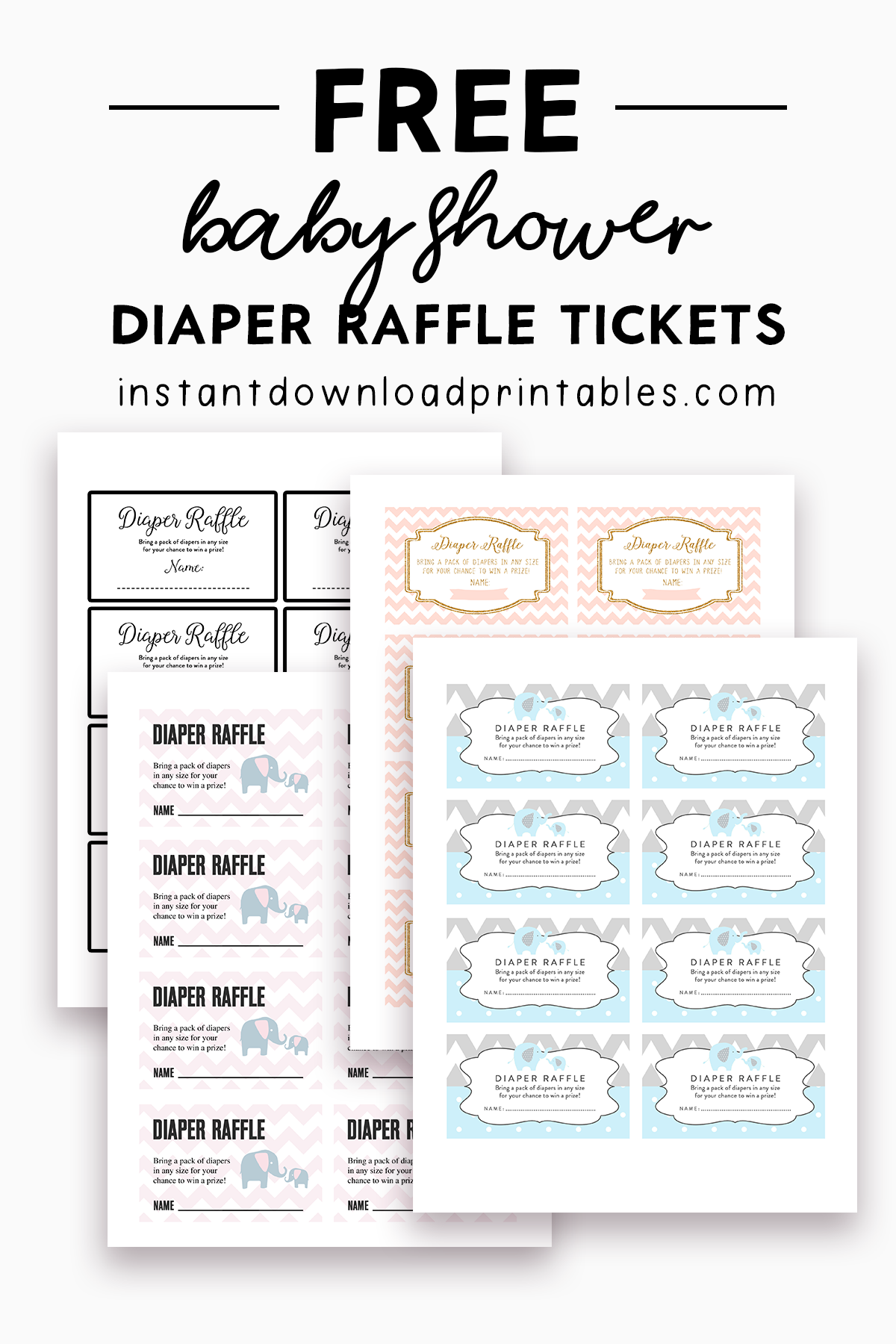 Free Baby Shower Diaper Raffle Tickets Instant Download Printable
