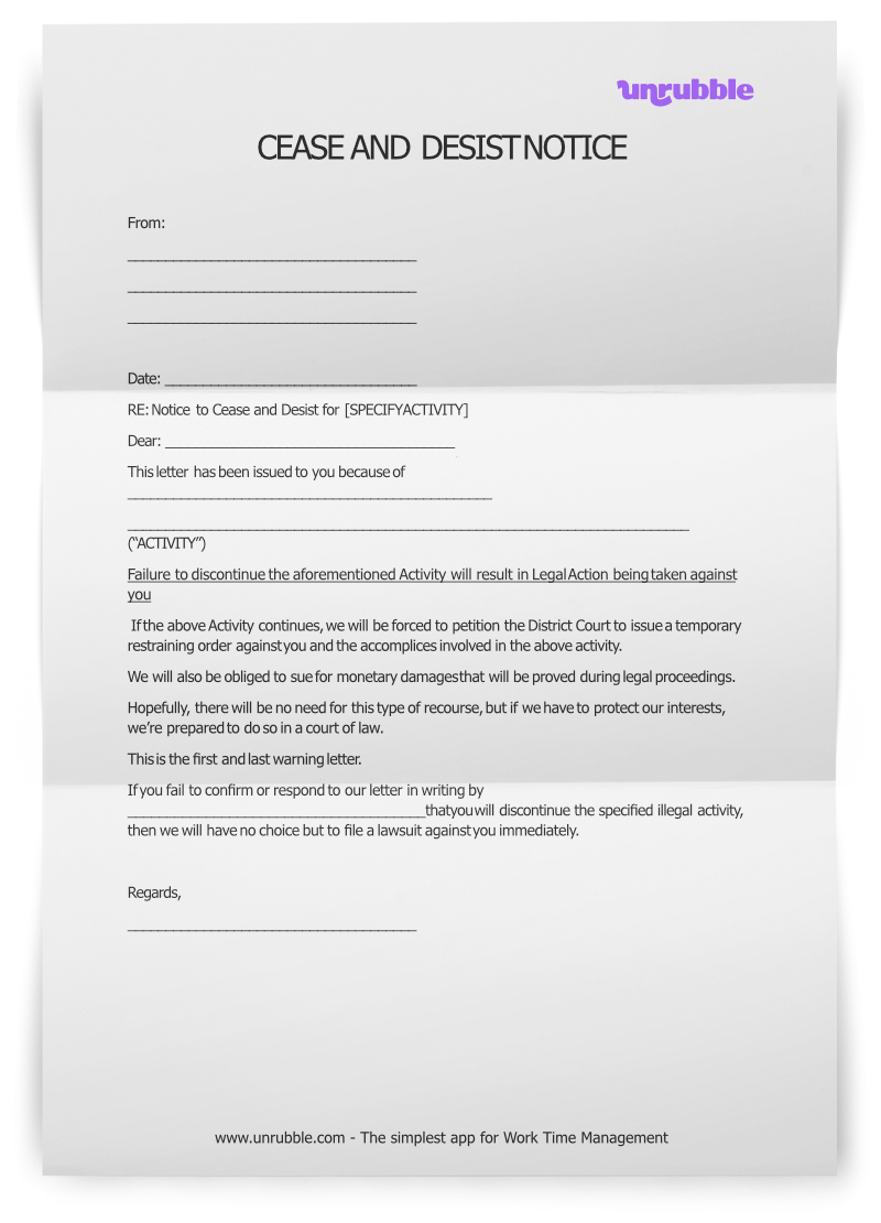 cease and desist letter template sample for harassment cease and desist letter template sample for harassment