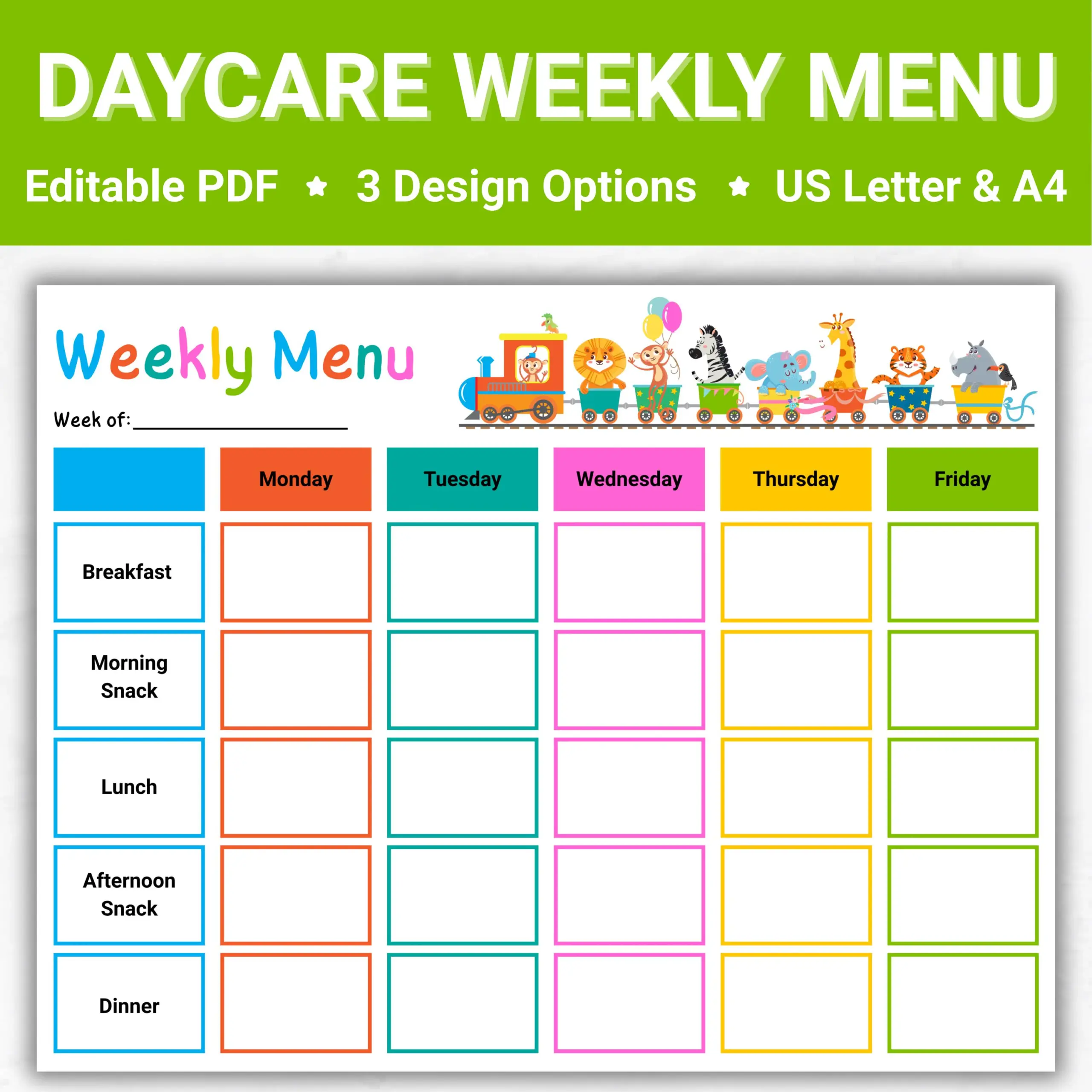 Free Daycare Menu Template Free Daycare Menu Template