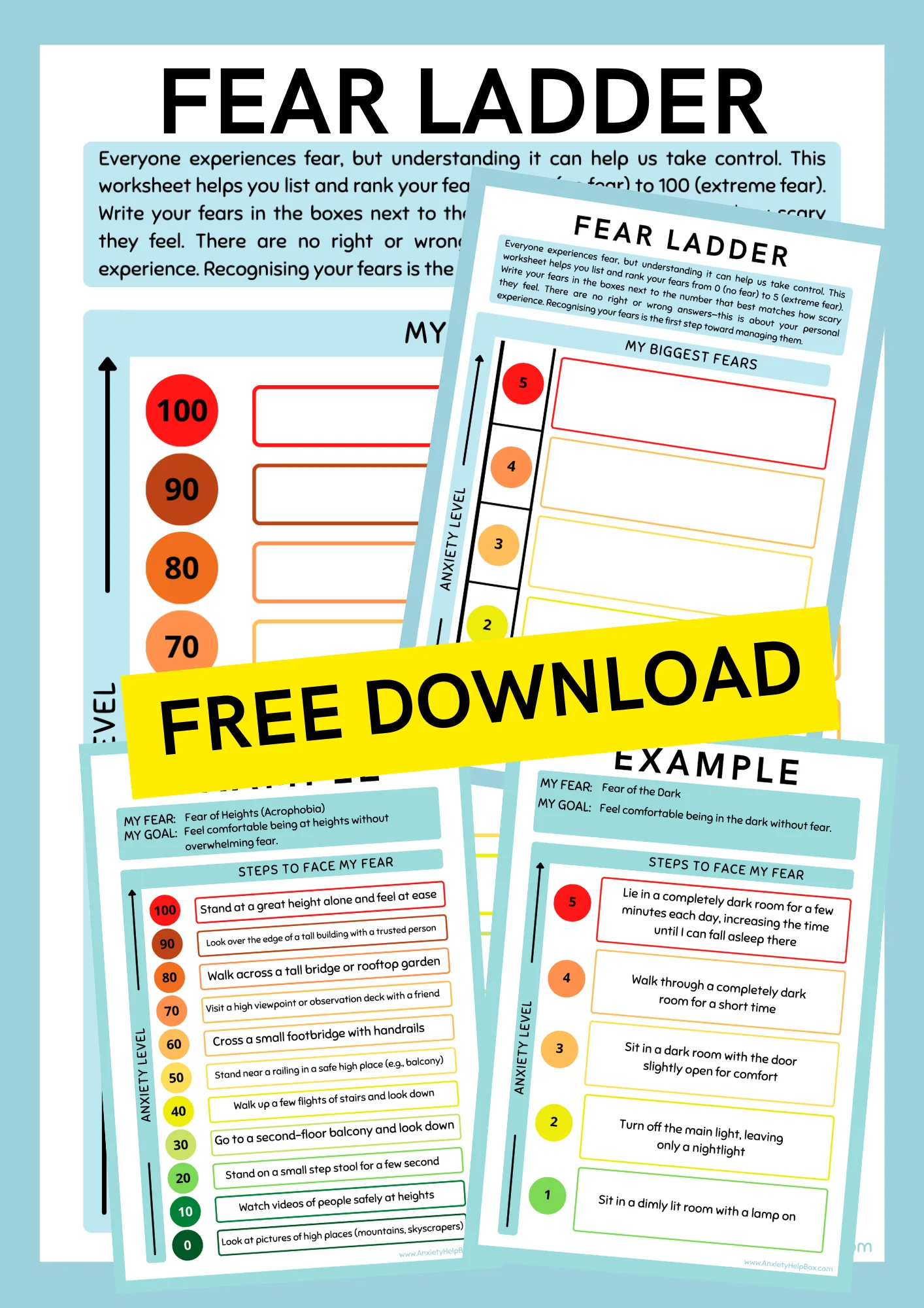 Free Fear Ladder Worksheets For Adults And Young People