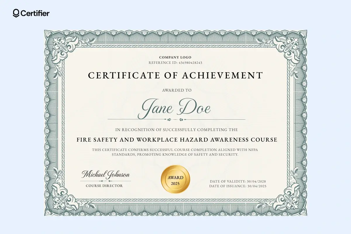 free printable certificate fire alarm certificate template