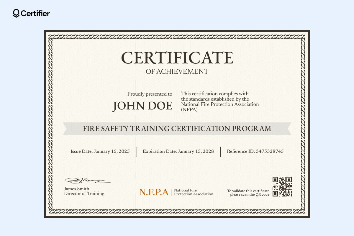 Free Fire Safety Certificate Templates Free Fire Safety Certificate Templates