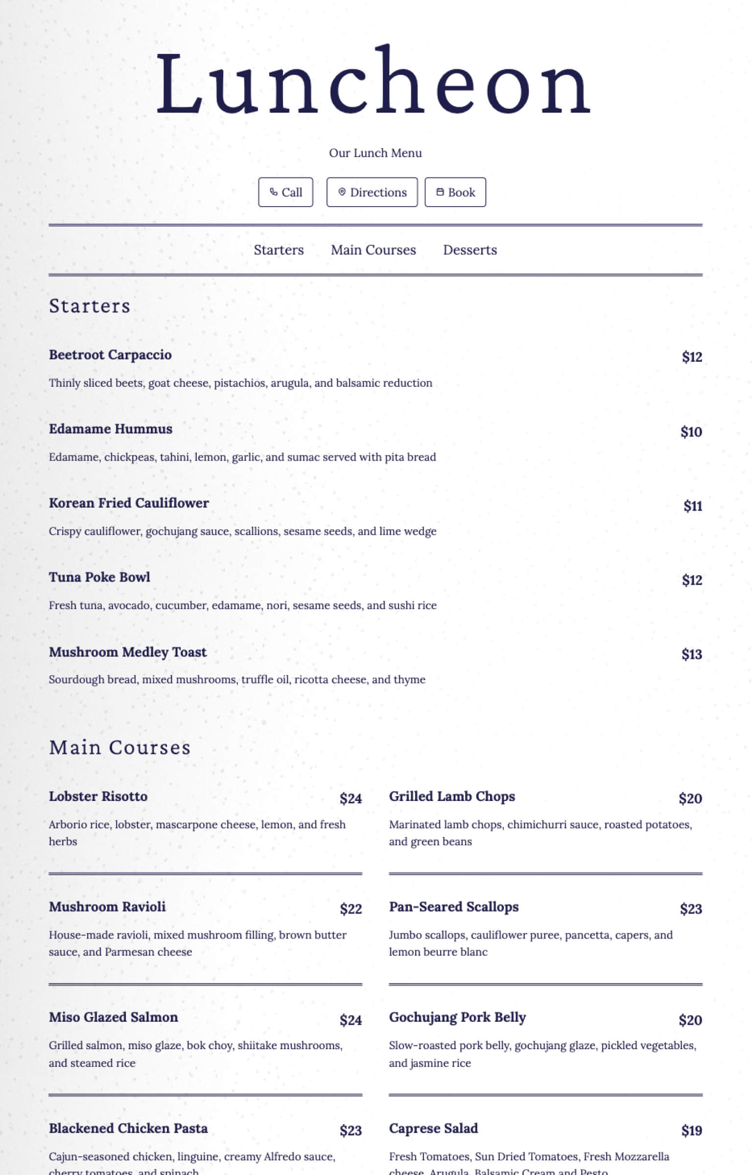 Free Menu Templates