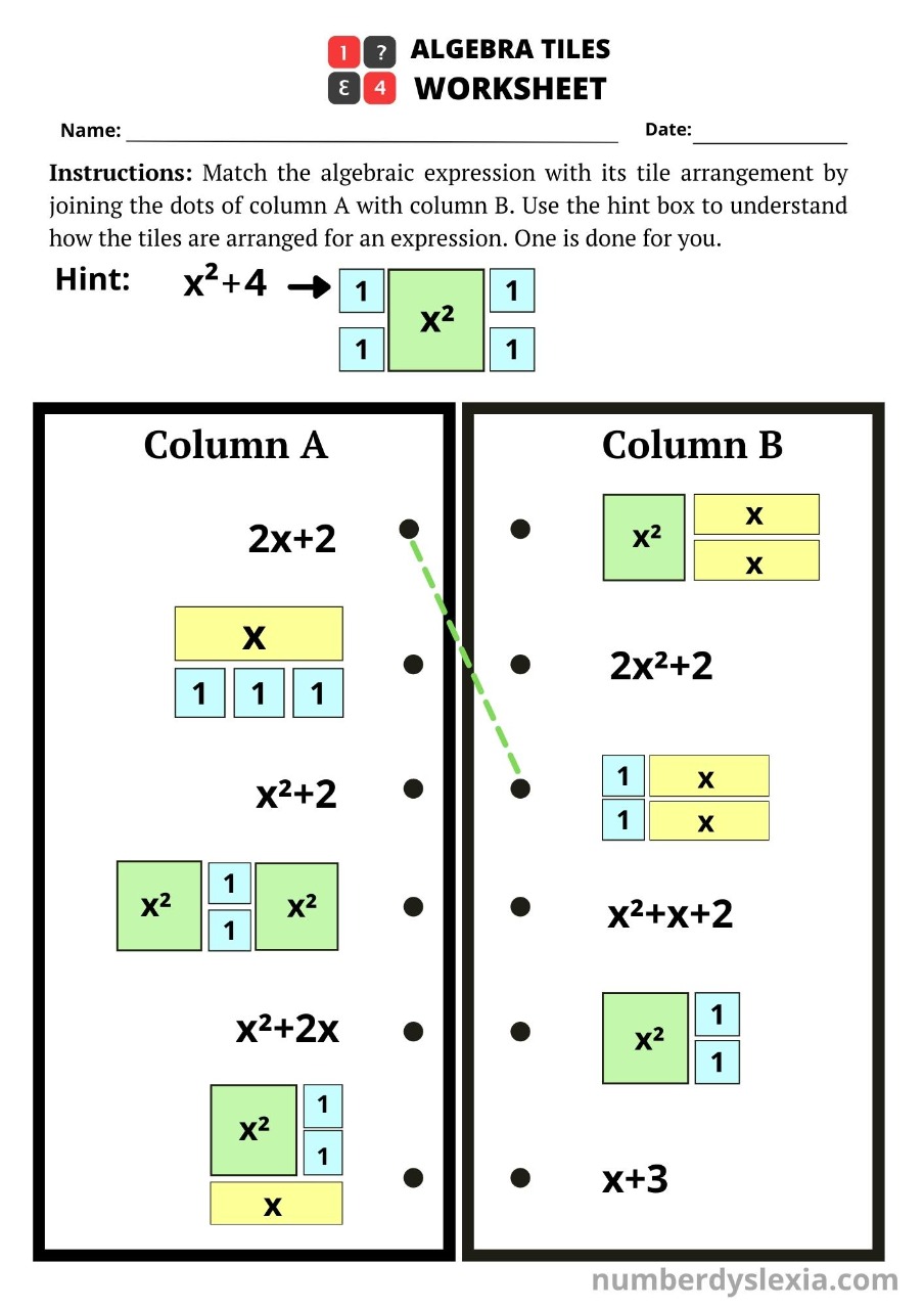 Free Printable Algebra Tiles Worksheets Pdf