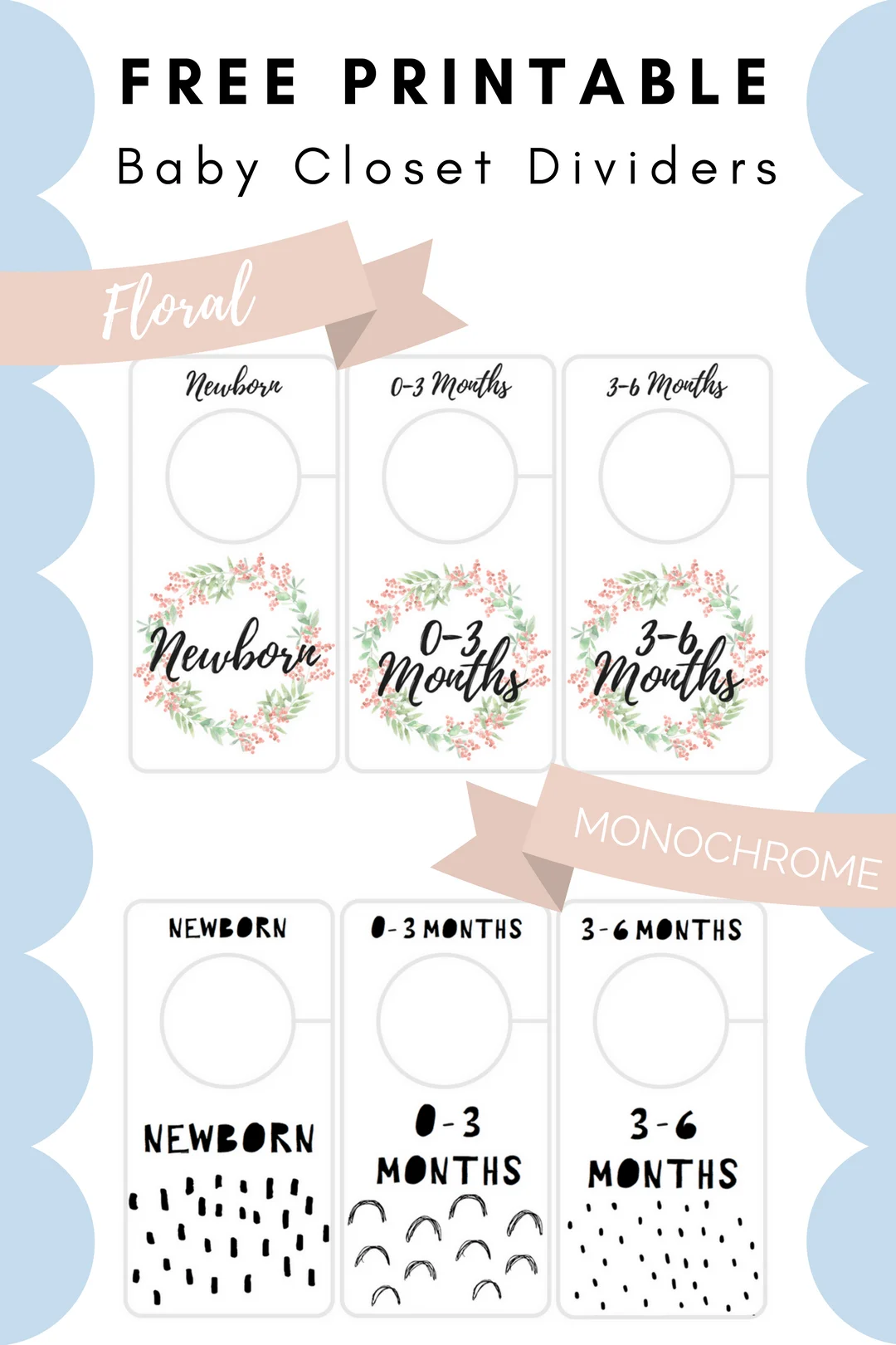 Free Printable Baby Closet Dividers Preemie 24 Months 2 Styles