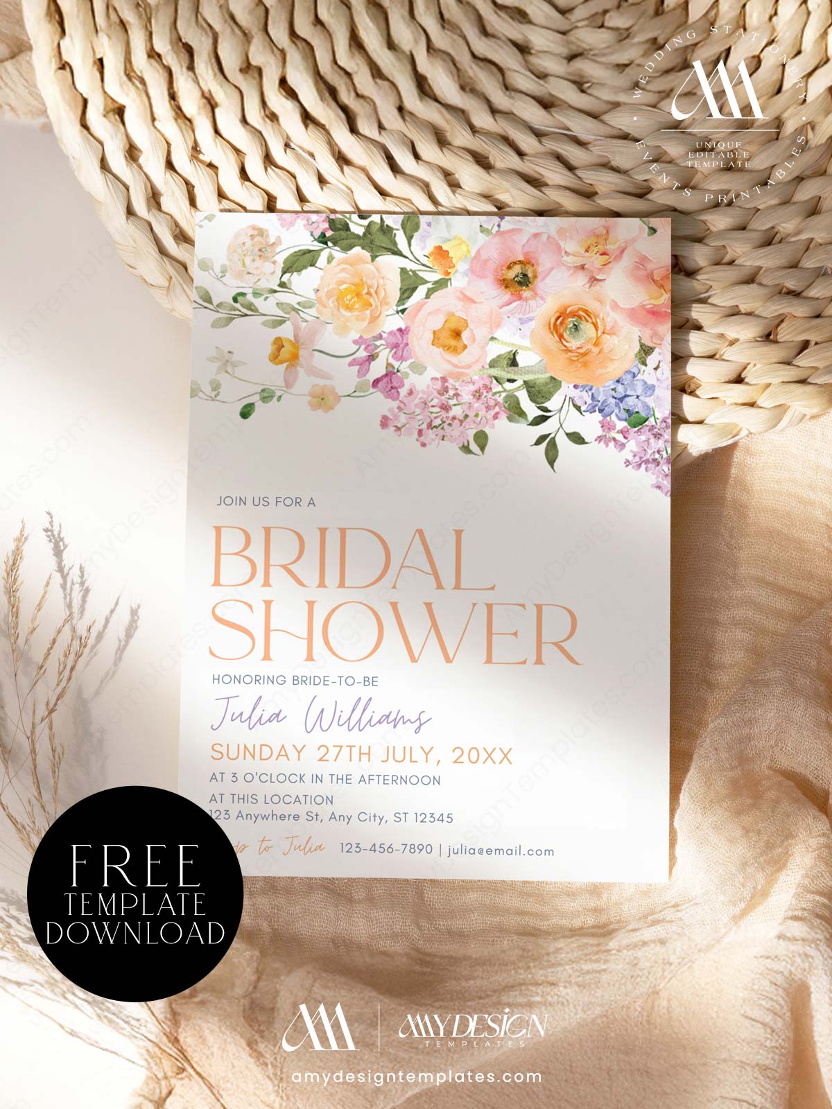 free printable bridal shower invitations template