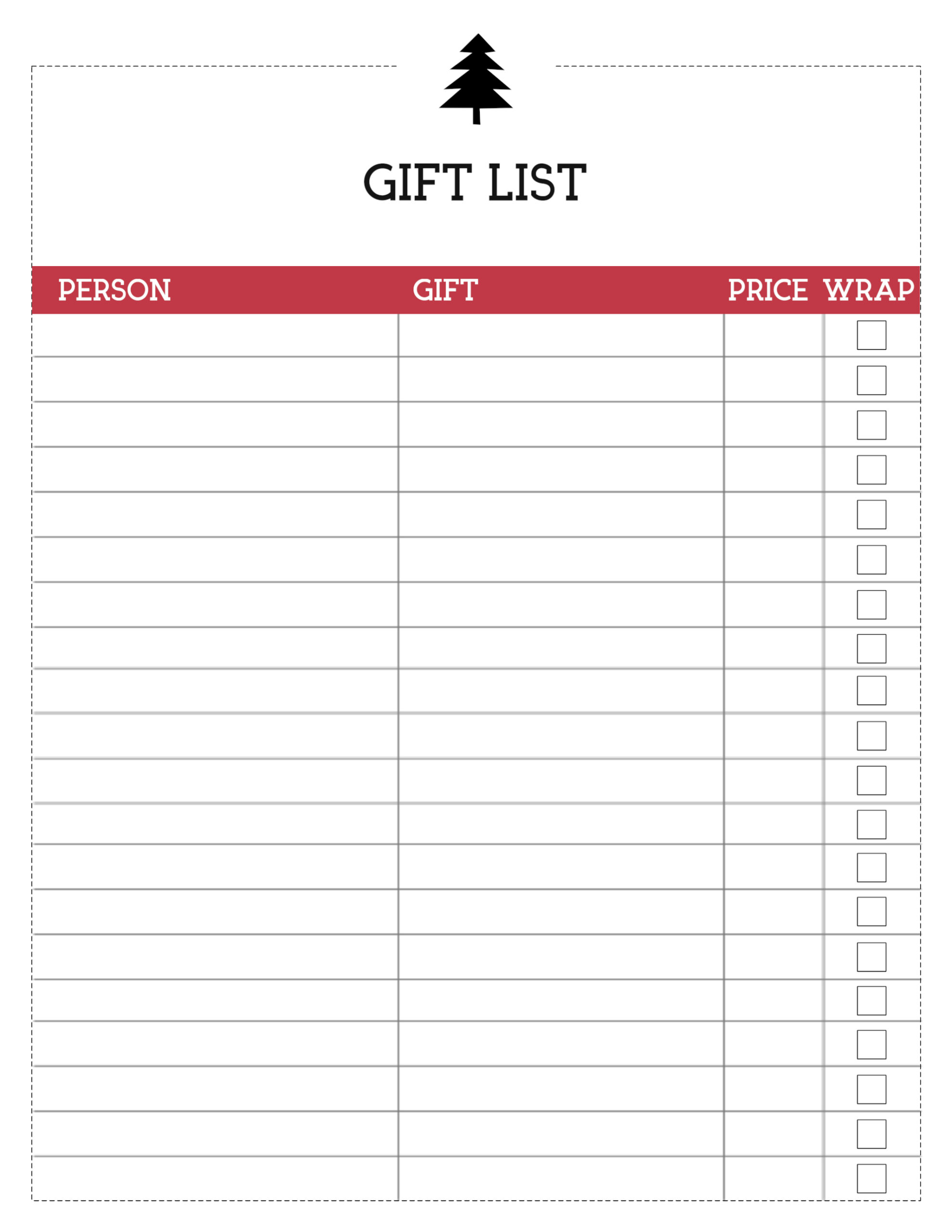 Free Printable Christmas List Template Gift List Free Printable Christmas List Template Gift List
