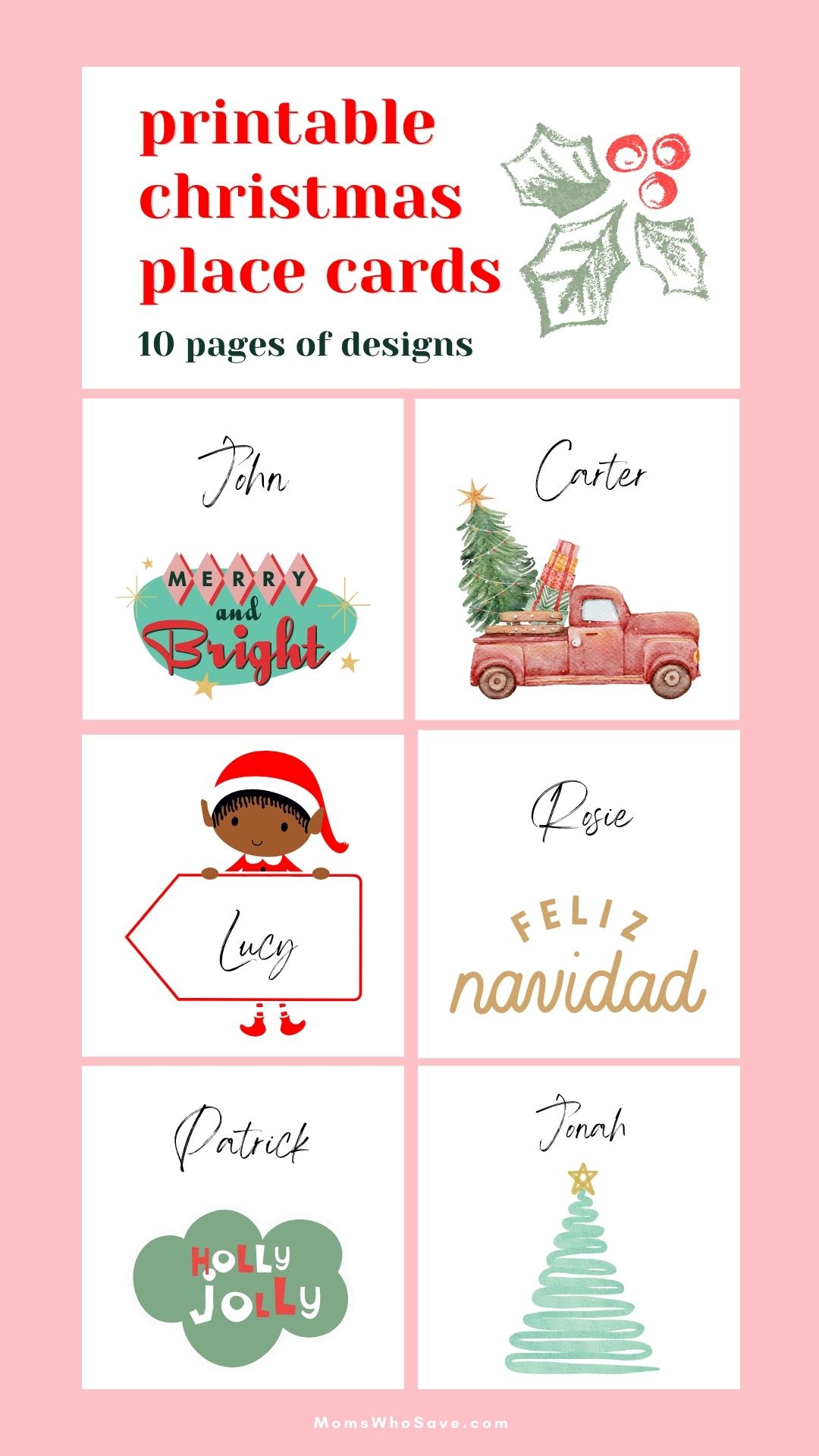 Free Printable Christmas Place Cards