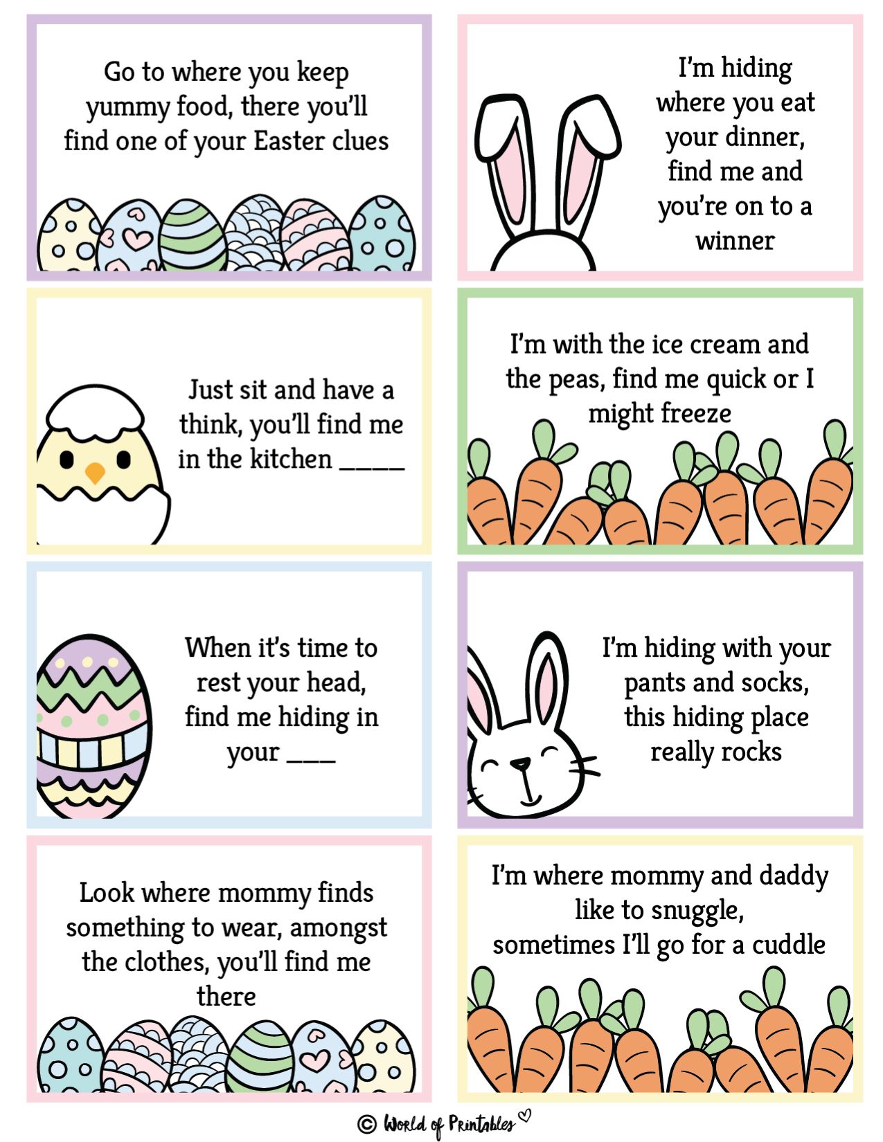 Free Printable Easter Egg Hunt Clues