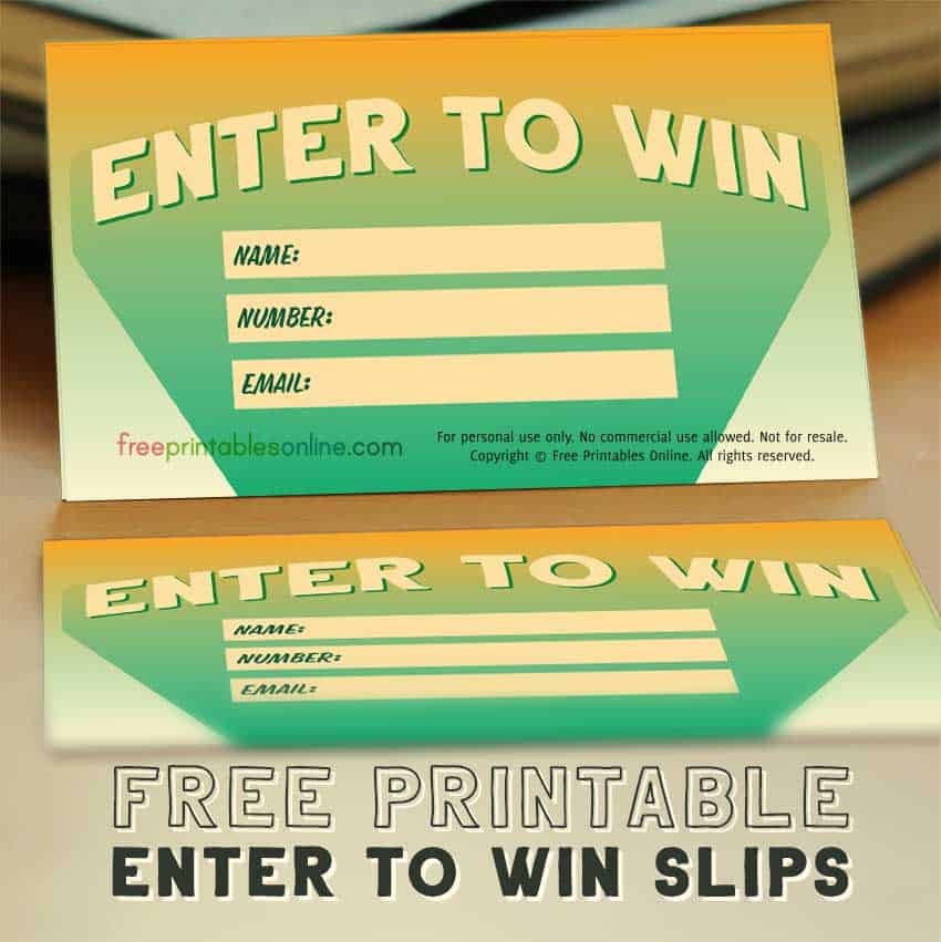 Free Printable Enter To Win Slips Free Printable Enter To Win Slips