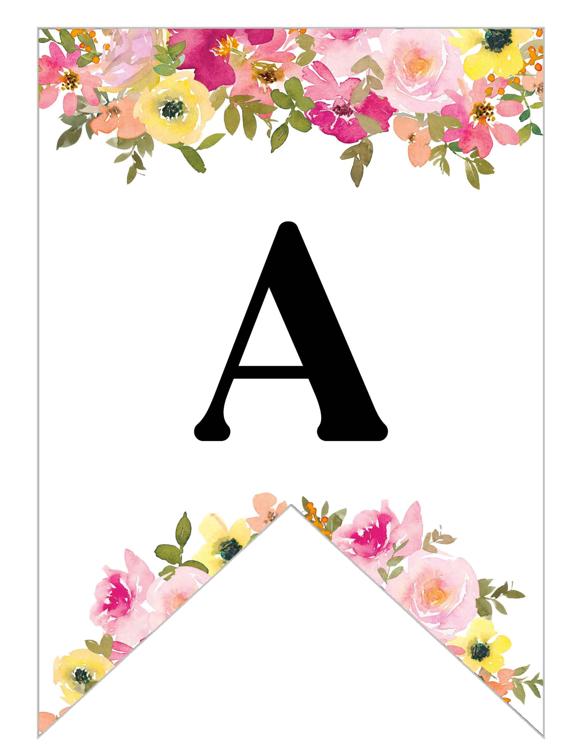 Free Printable Floral Alphabet Banner Letters
