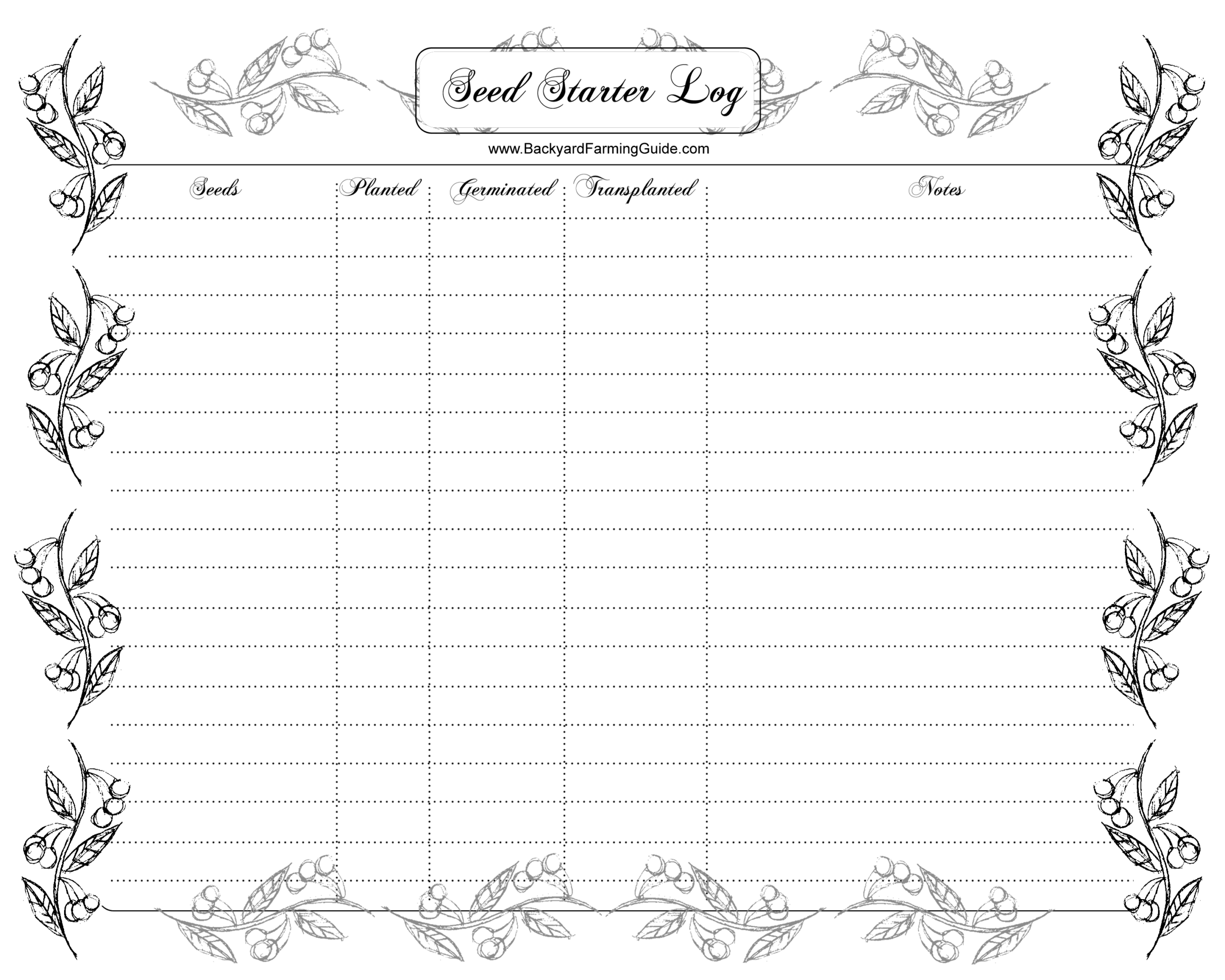 Free Printable Garden Journal Pages