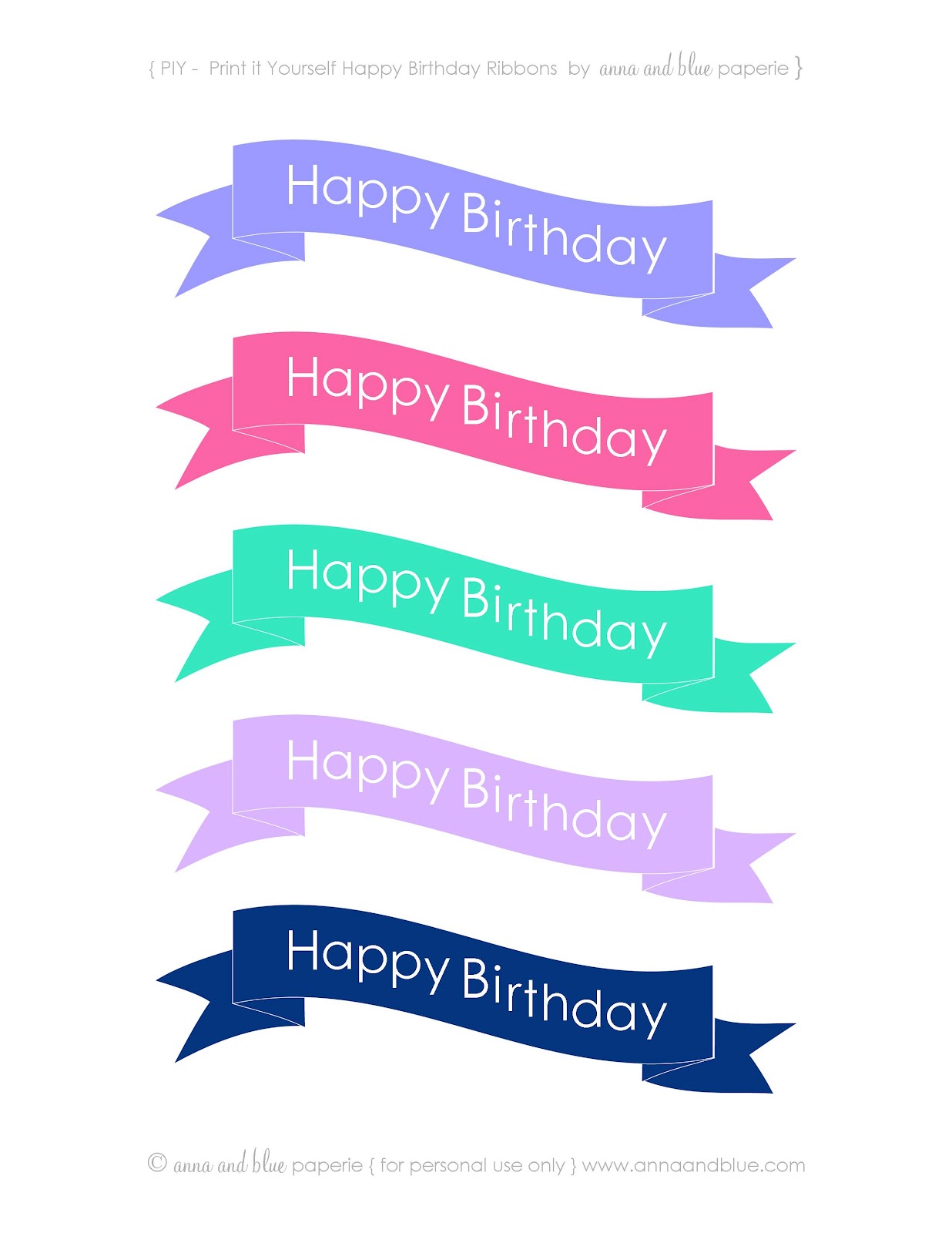 Free Printable Happy Birthday Ribbons