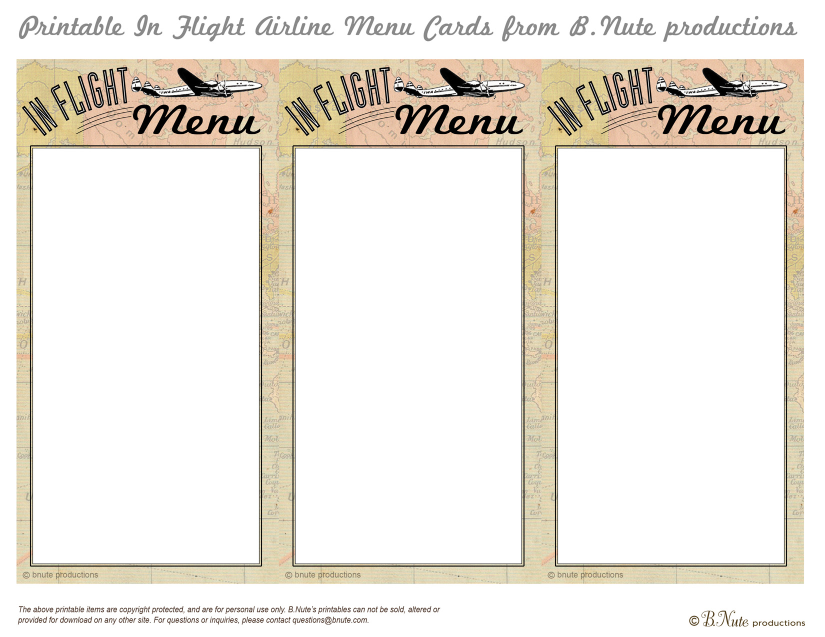 free printable blank menu template