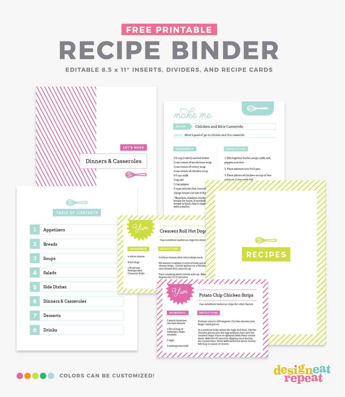 Free Printable Recipe Binder Kit Free Printable Recipe Binder Kit