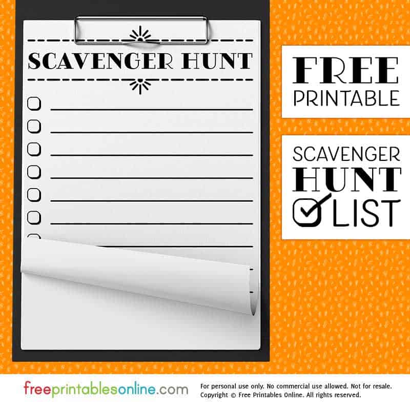 Free Printable Scavenger Hunt List Free Printable Scavenger Hunt List