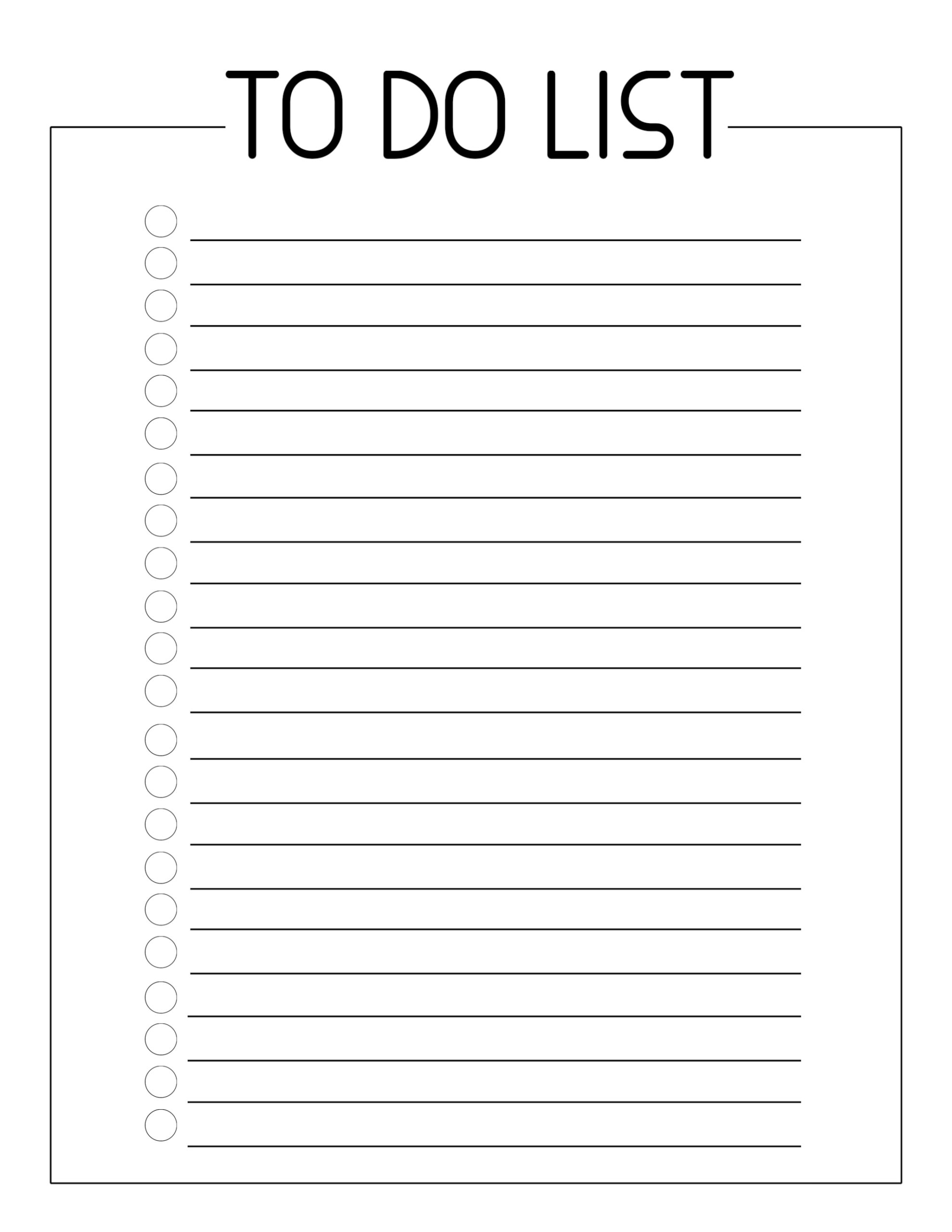 Free Printable To Do Checklist Template Free Printable To Do Checklist Template