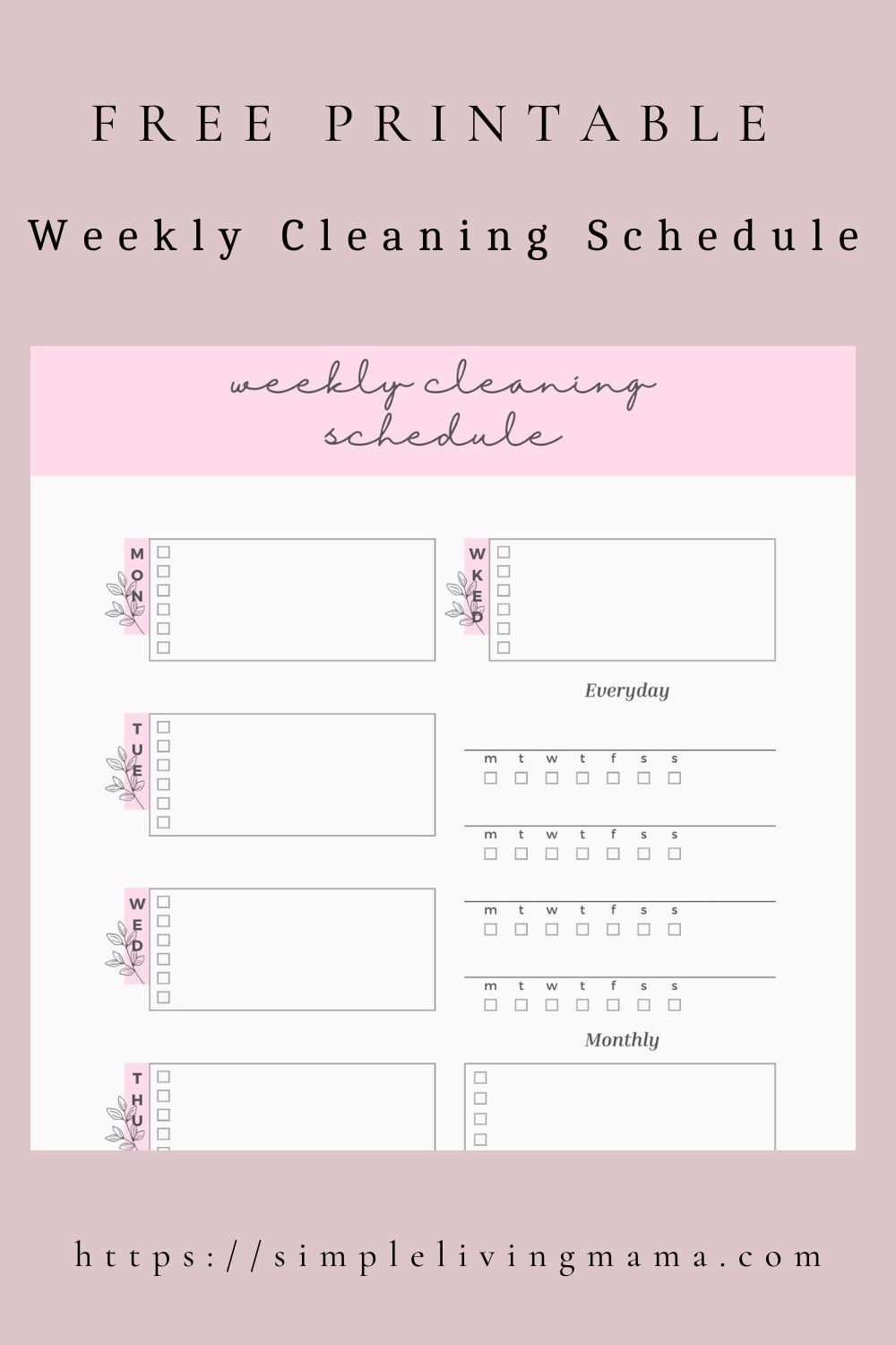 Free Printable Weekly Cleaning Schedule Checklist Free Printable Weekly Cleaning Schedule Checklist