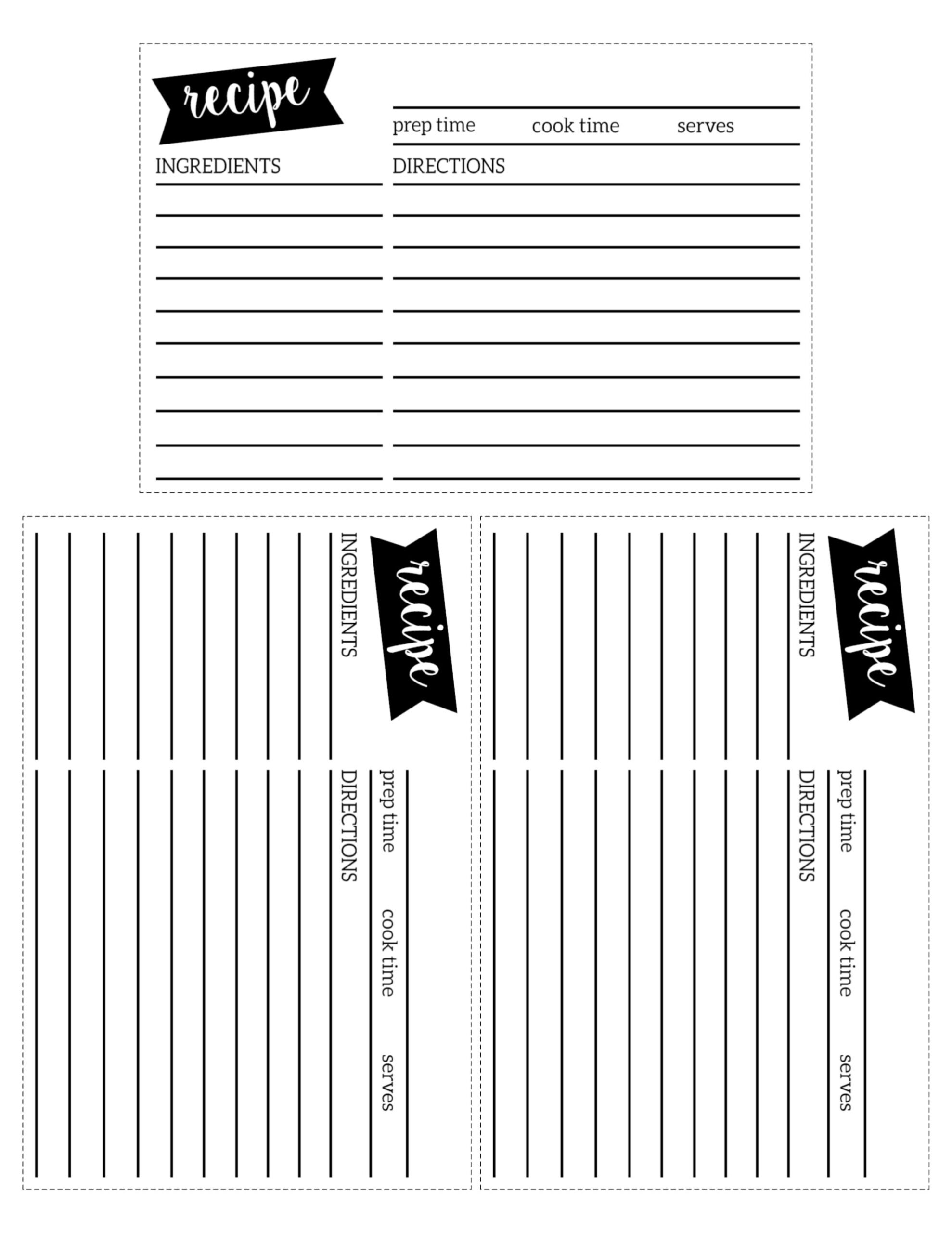 Free Recipe Card Template Printable