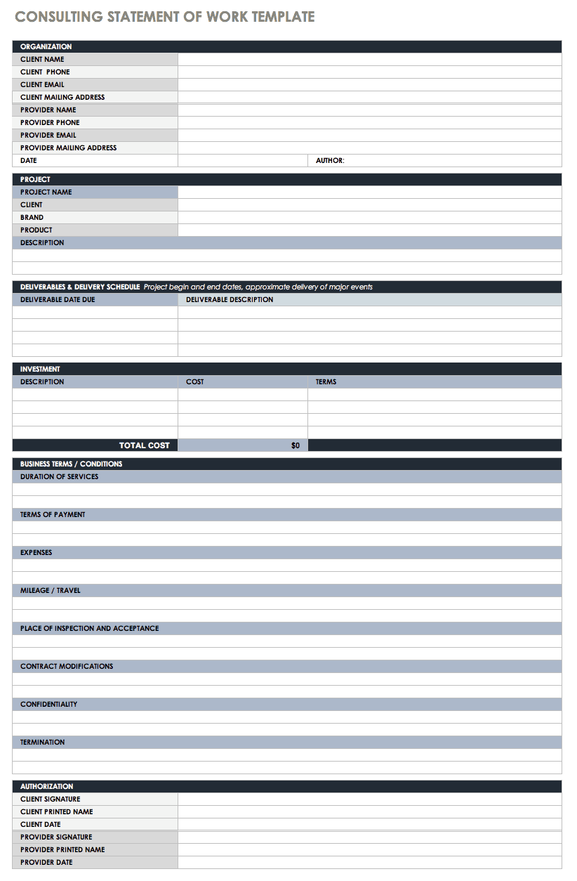 Free Statement Work Templates