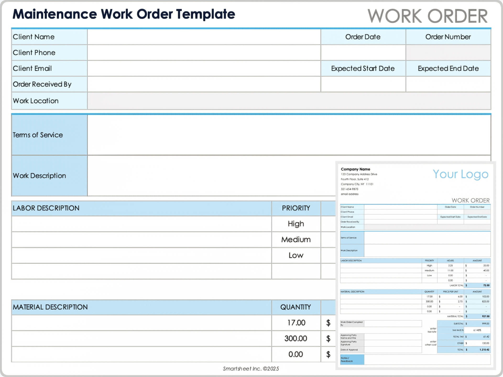 Free Work Order Templates