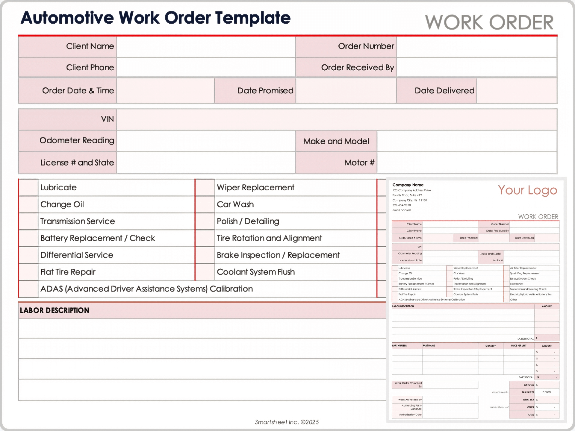Free Work Order Templates