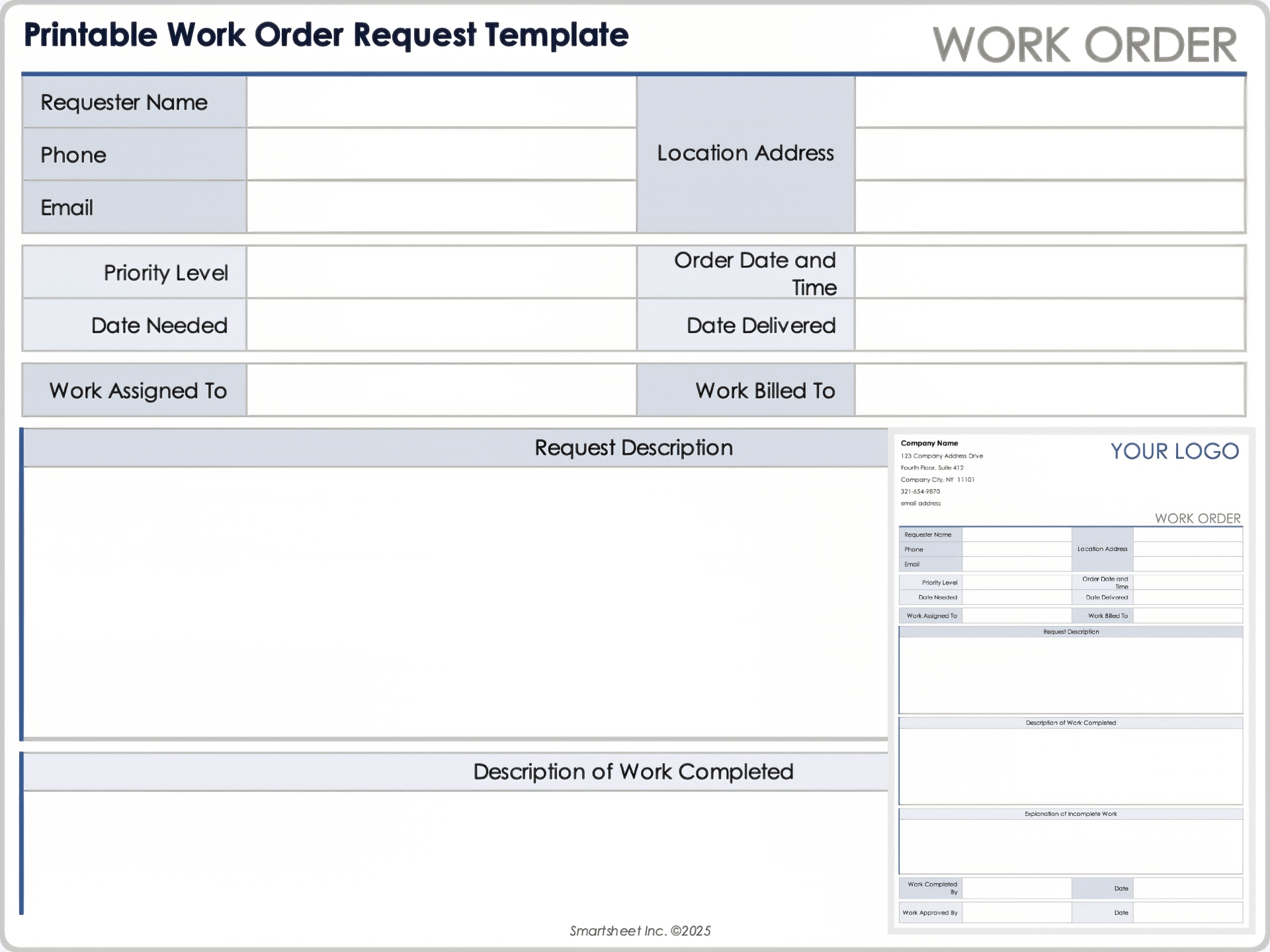 Free Work Order Templates