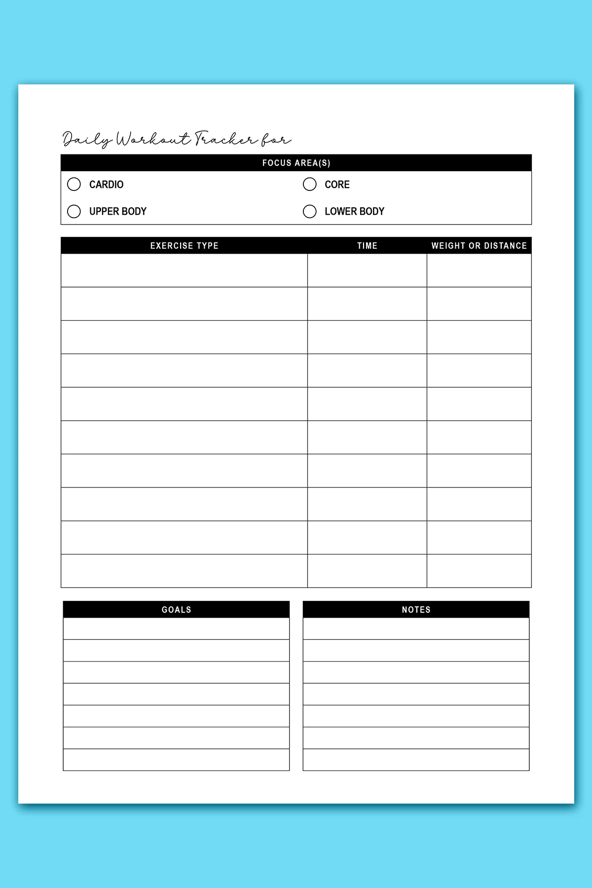 Free Workout Log Printable Sheets