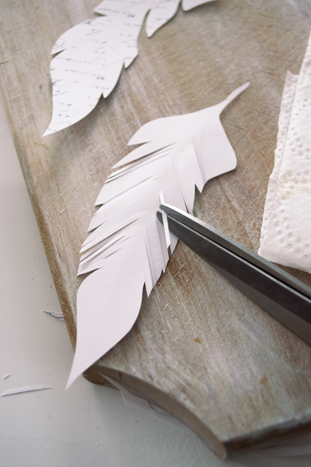 French Script Paper Feathers