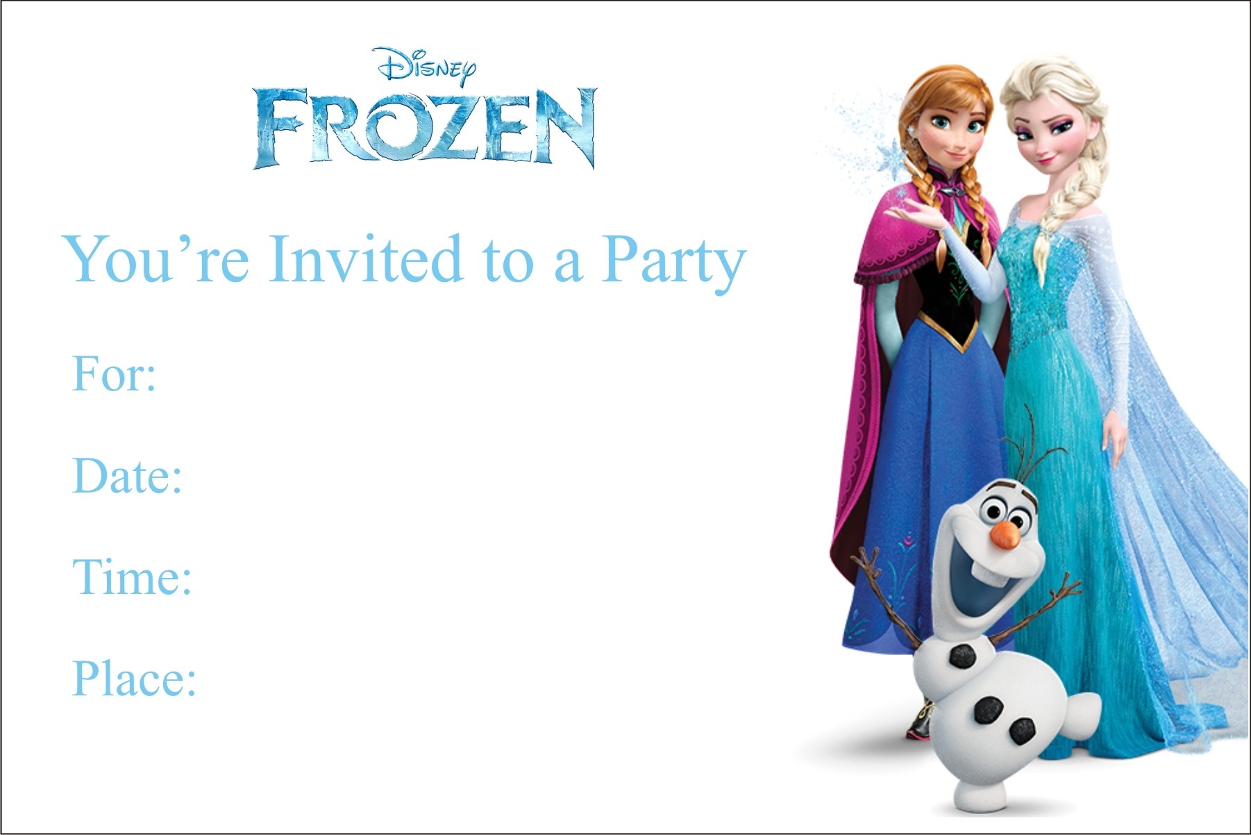 Frozen Free Printable Birthday Party Invitation